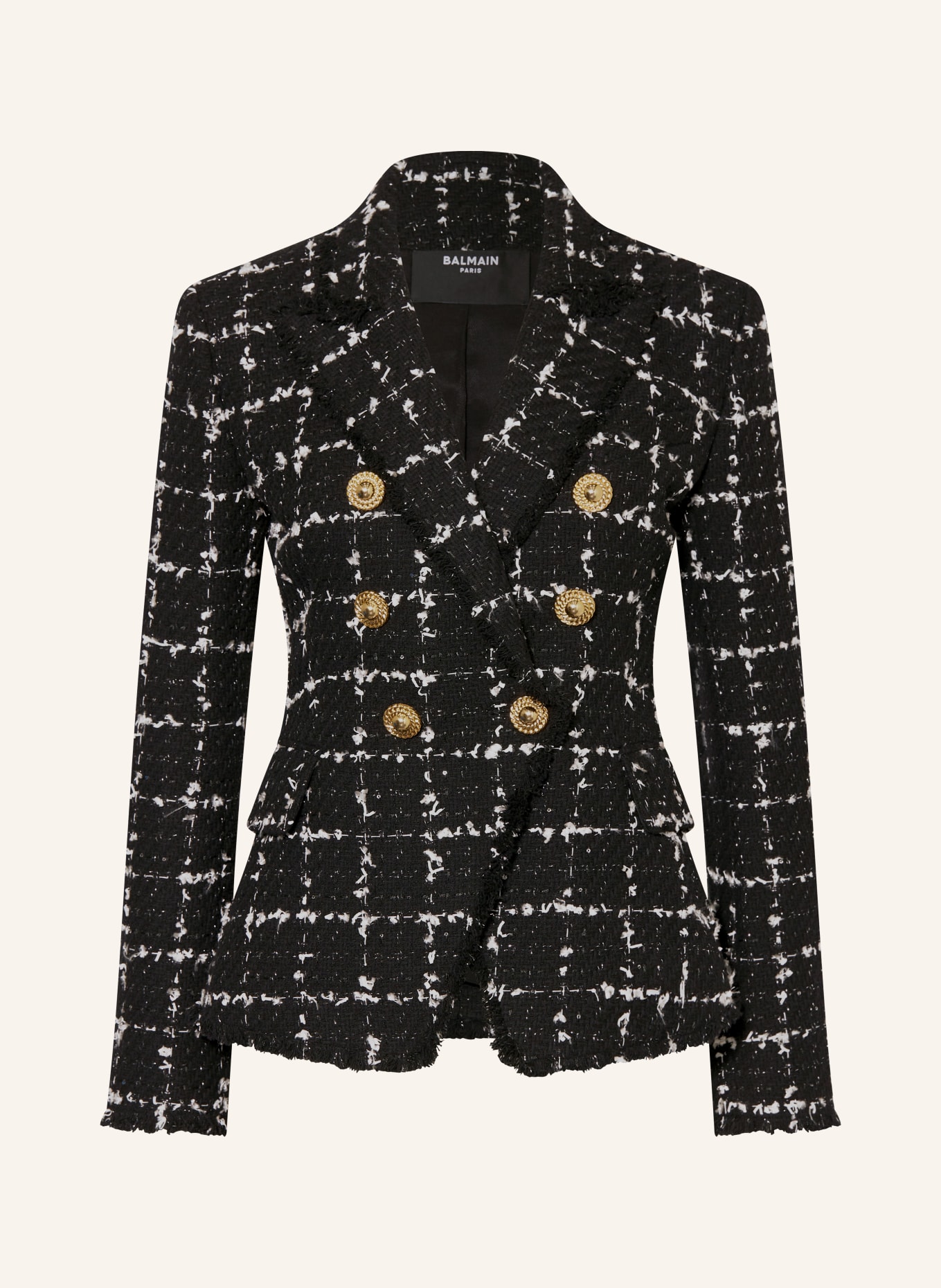 BALMAIN Tweed blazer with glitter thread, Color: BLACK/ WHITE (Image 1)