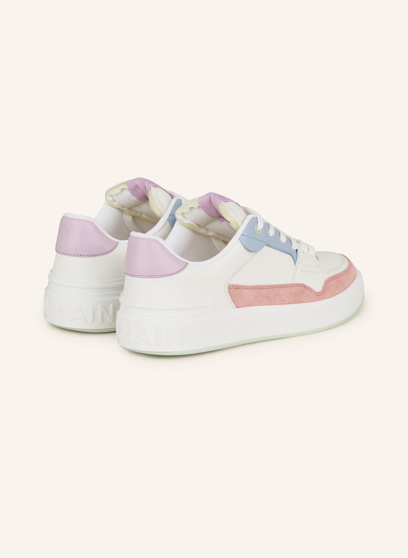 BALMAIN Sneakers B-COURT, Color: WHITE/ LIGHT BLUE/ ROSE (Image 2)