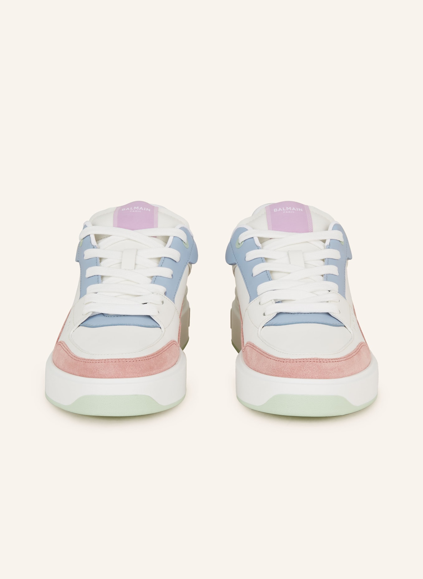 BALMAIN Sneakers B-COURT, Color: WHITE/ LIGHT BLUE/ ROSE (Image 3)