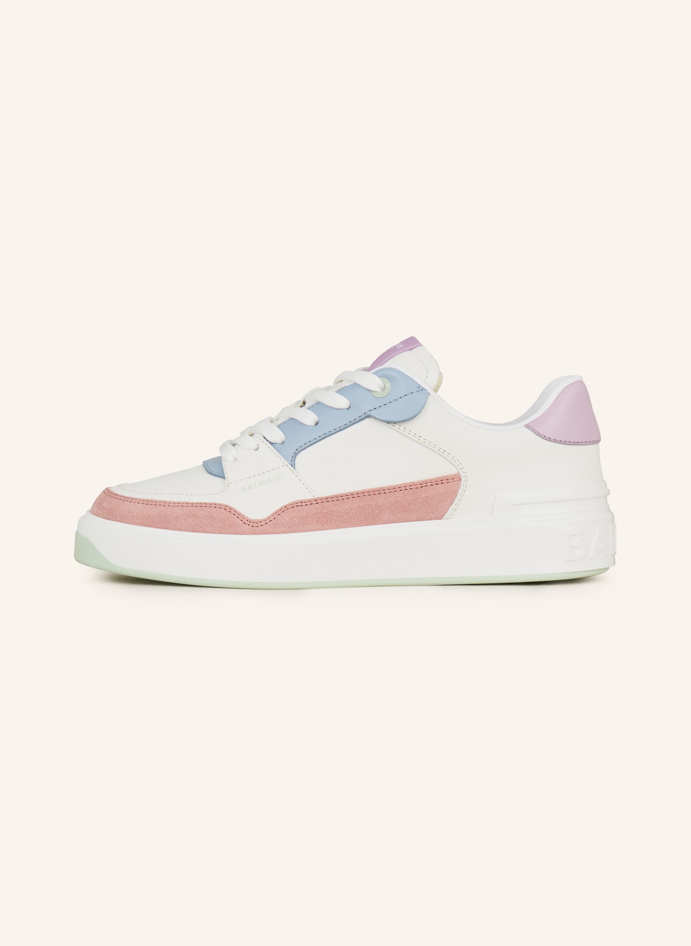 BALMAIN Sneakers B-COURT, Color: WHITE/ LIGHT BLUE/ ROSE (Image 4)