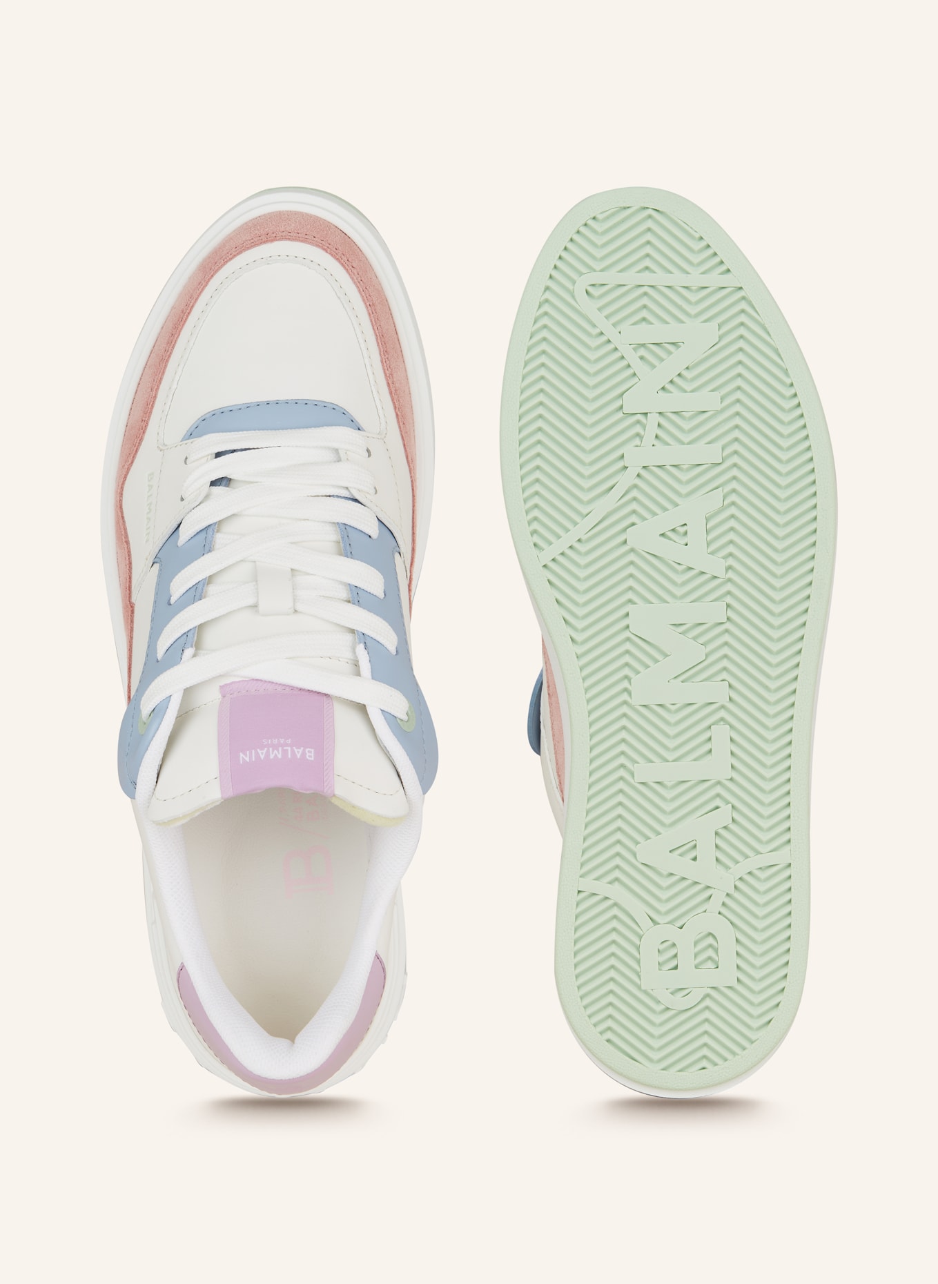 BALMAIN Sneakers B-COURT, Color: WHITE/ LIGHT BLUE/ ROSE (Image 5)