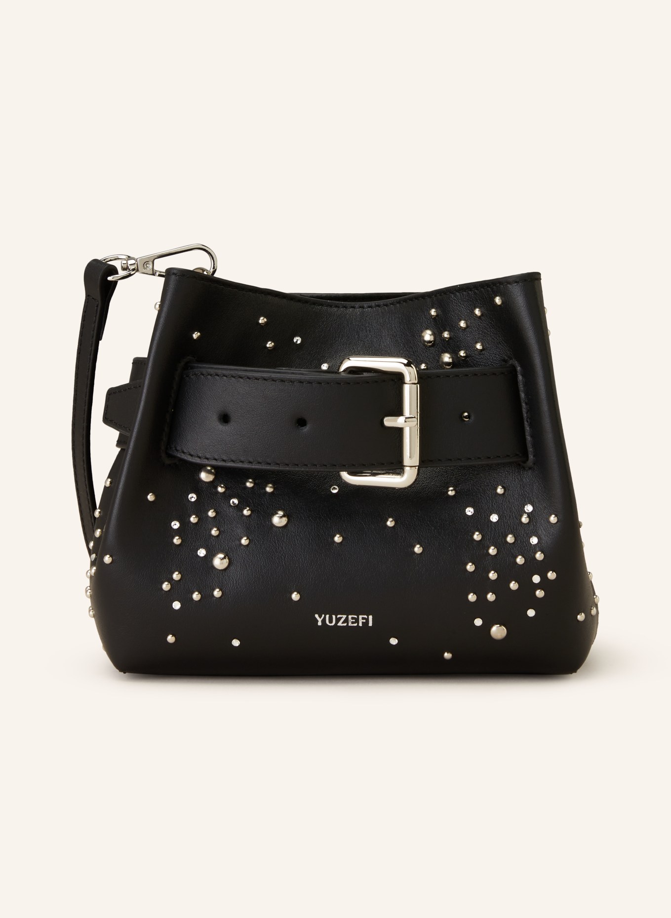 YUZEFI Crossbody bag SHROOM with decorative gems and rivets, Color: BLACK (Image 1)