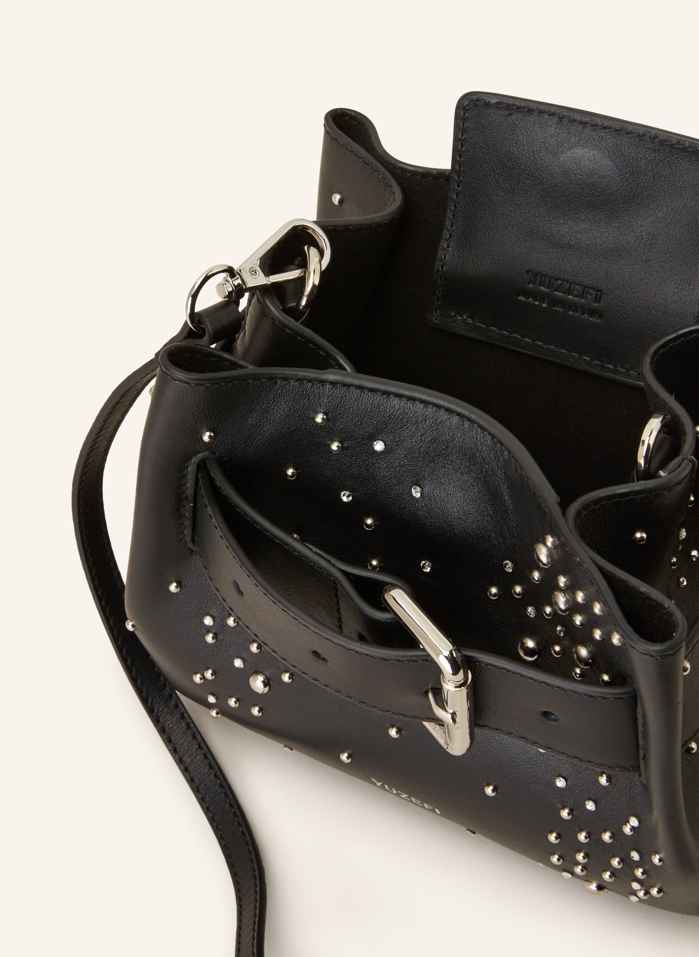 YUZEFI Crossbody bag SHROOM with decorative gems and rivets, Color: BLACK (Image 3)