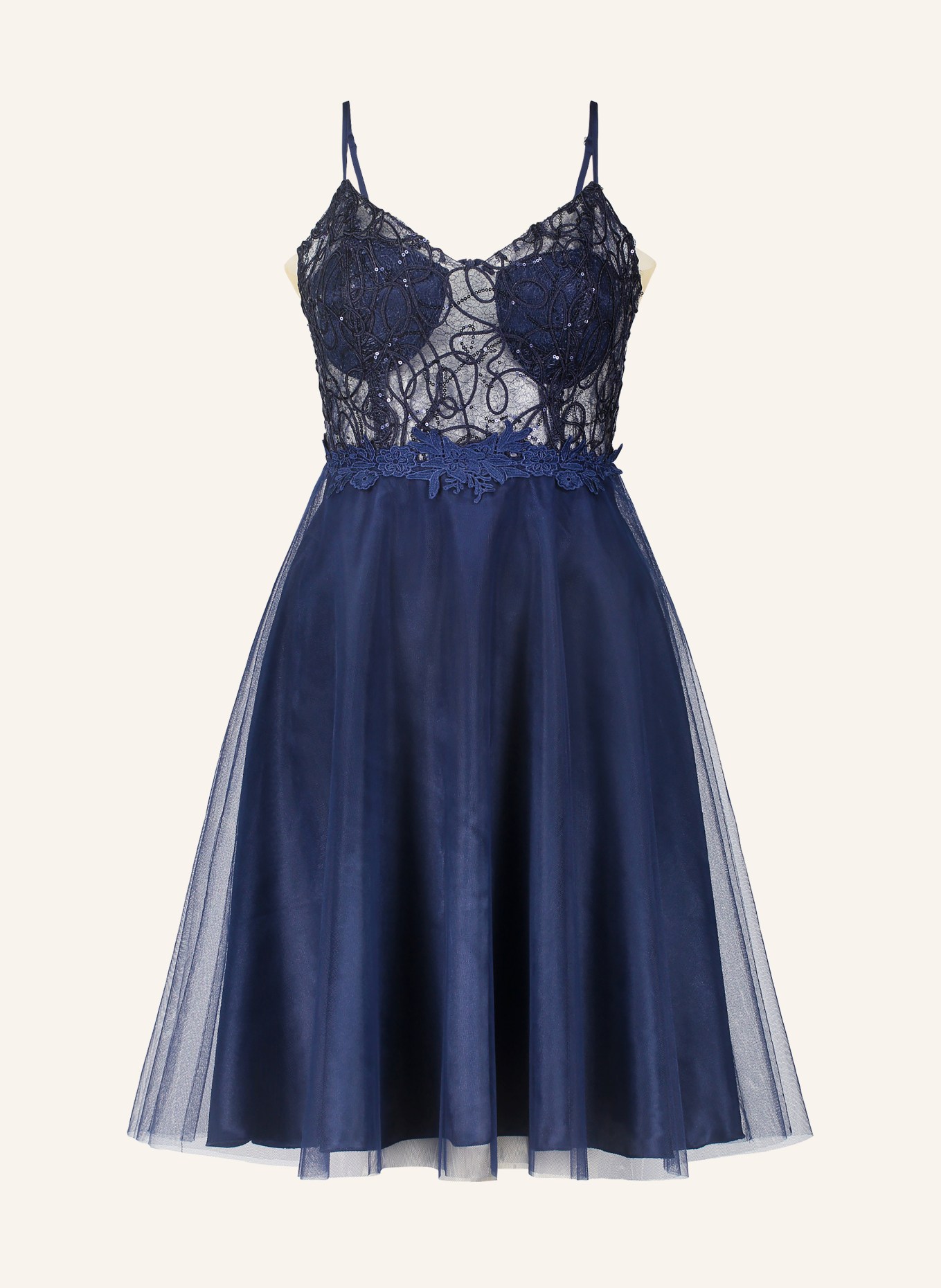 Suddenly Princess Cocktailkleid mit Pailletten und Spitze: DUNKELBLAU