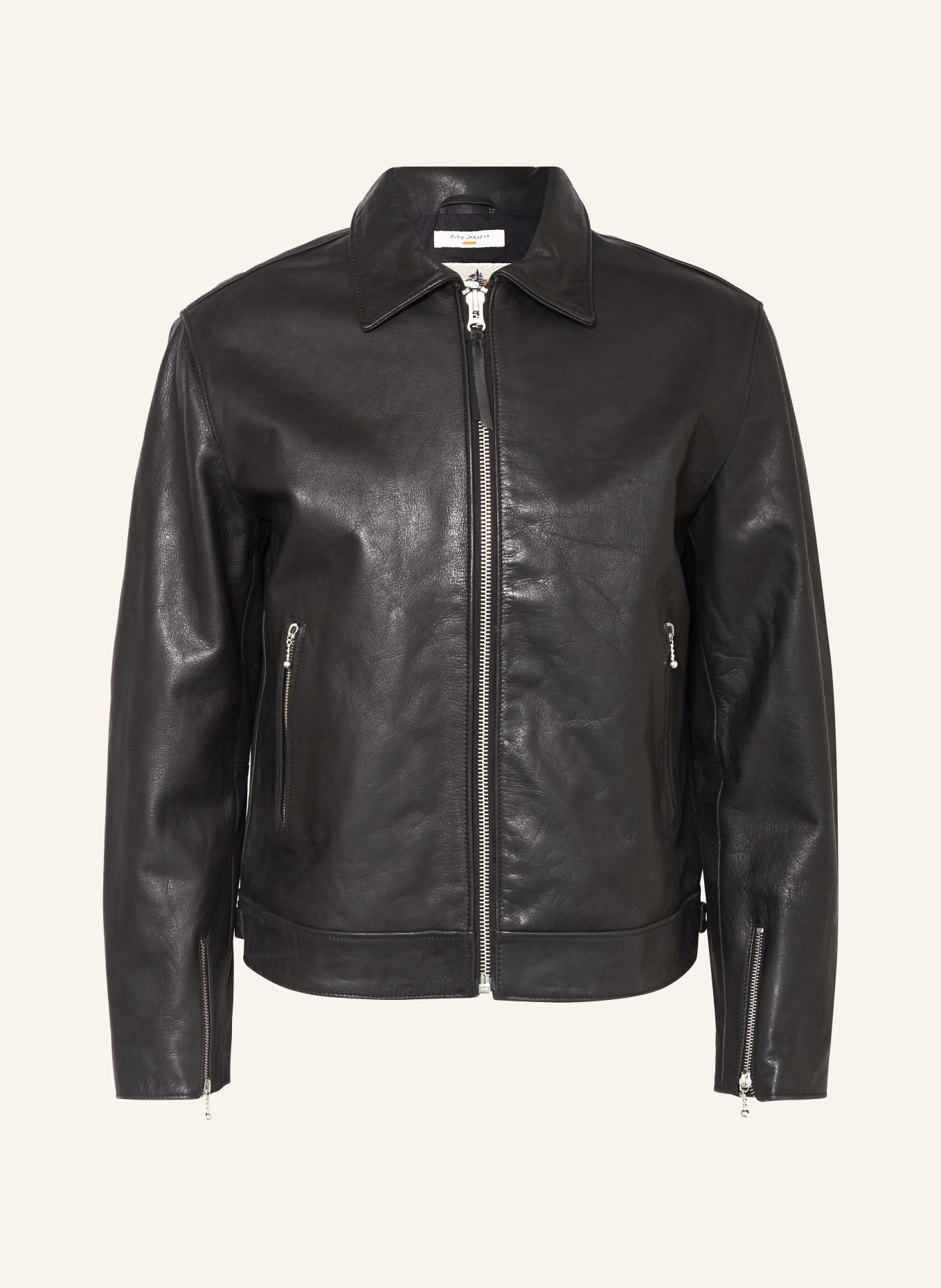 Nudie Jeans Leather jacket EDDY RIDER, Color: BLACK (Image 1)