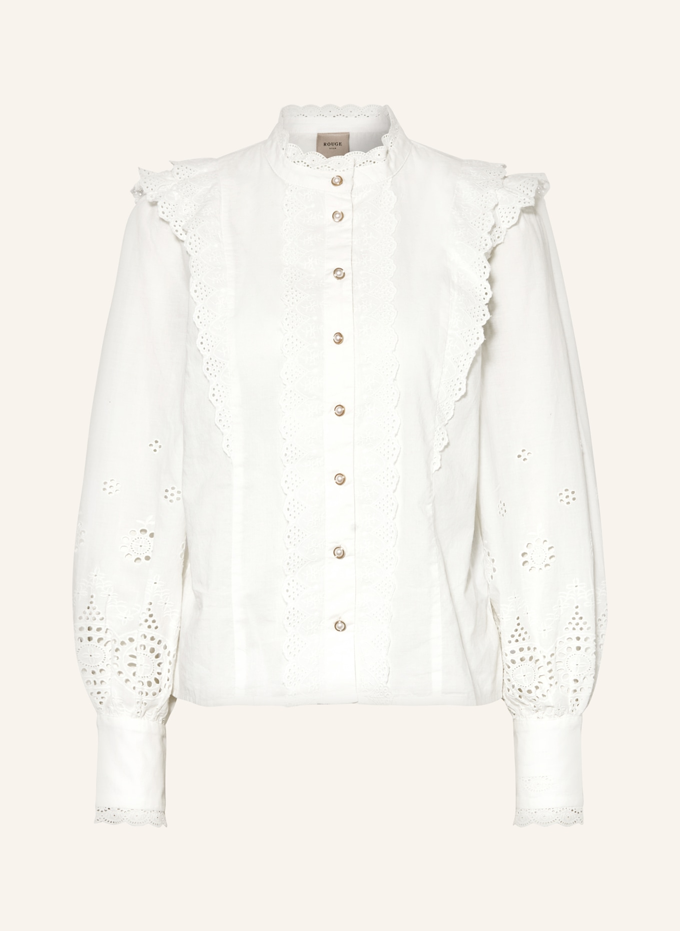 ROUGE VILA Blouse with lace, Color: WHITE (Image 1)