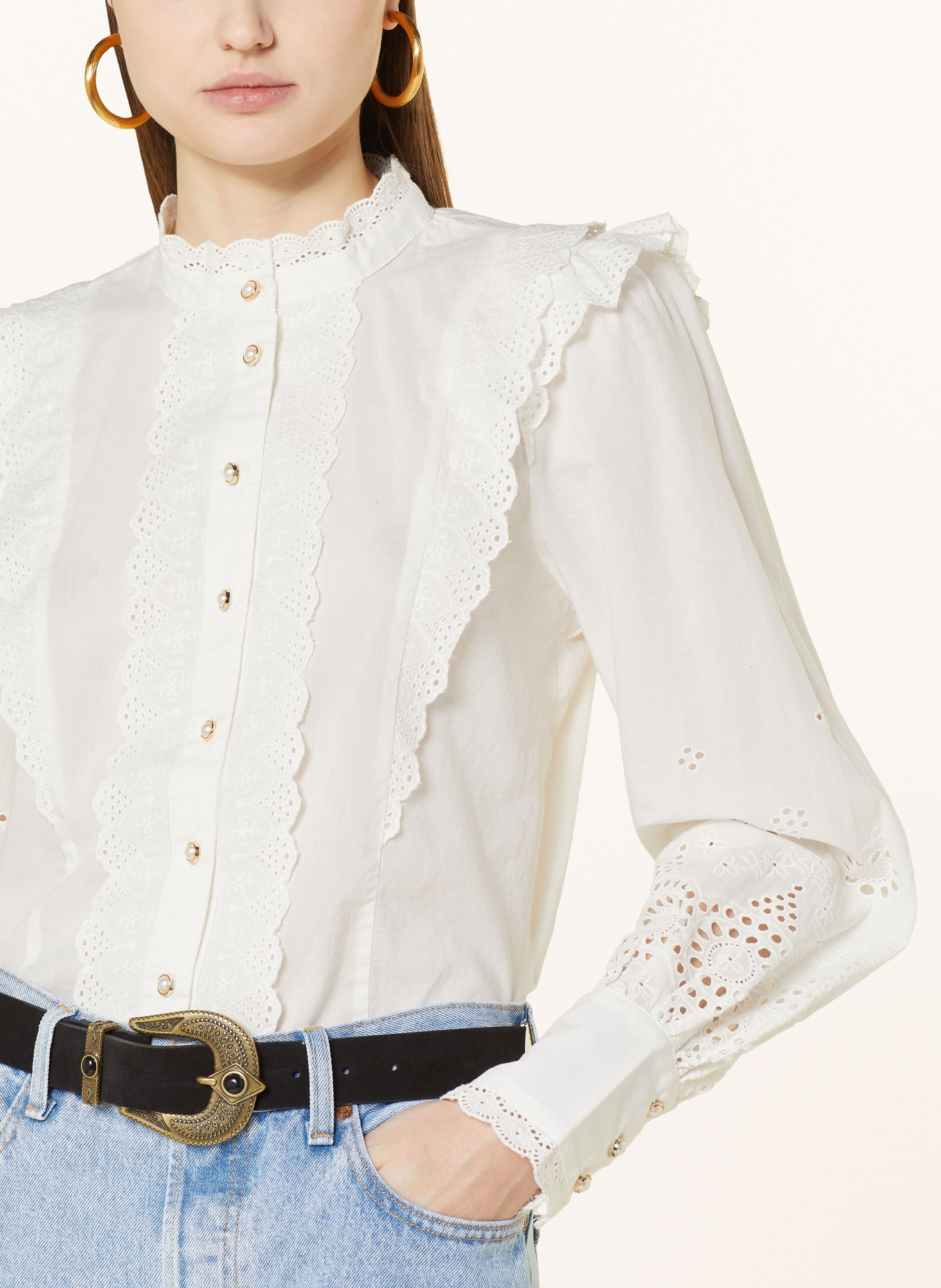 ROUGE VILA Blouse with lace, Color: WHITE (Image 4)