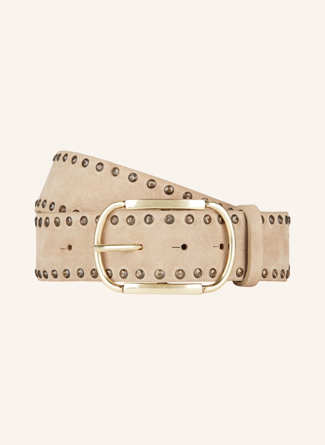 Reptile's House Leather belt with rivets, Color: BEIGE (Image 1)