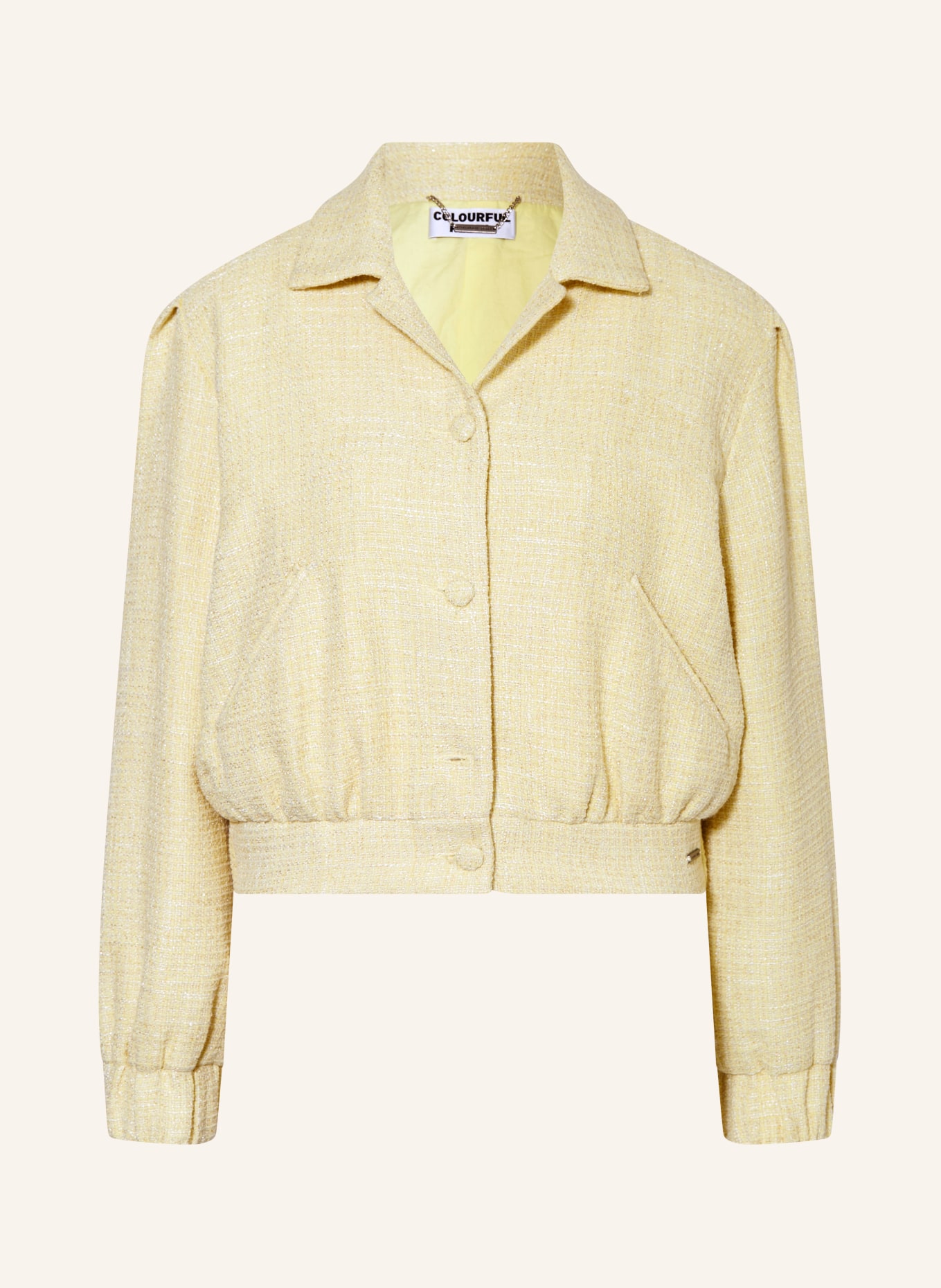COLOURFUL REBEL Bouclé jacket with glitter thread, Color: YELLOW (Image 1)