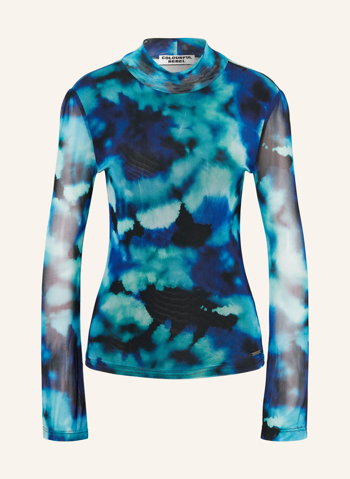 COLOURFUL REBEL Long sleeve shirt LEYO in mesh, Color: BLUE/ TURQUOISE/ TEAL (Image 1)