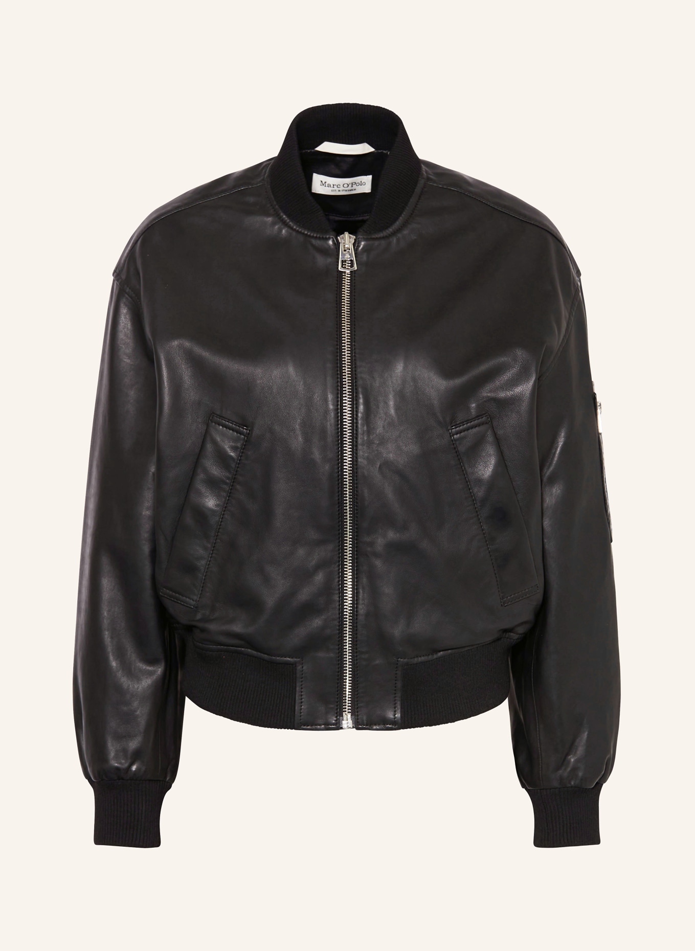 Marc O'Polo Leather bomber jacket, Color: BLACK (Image 1)