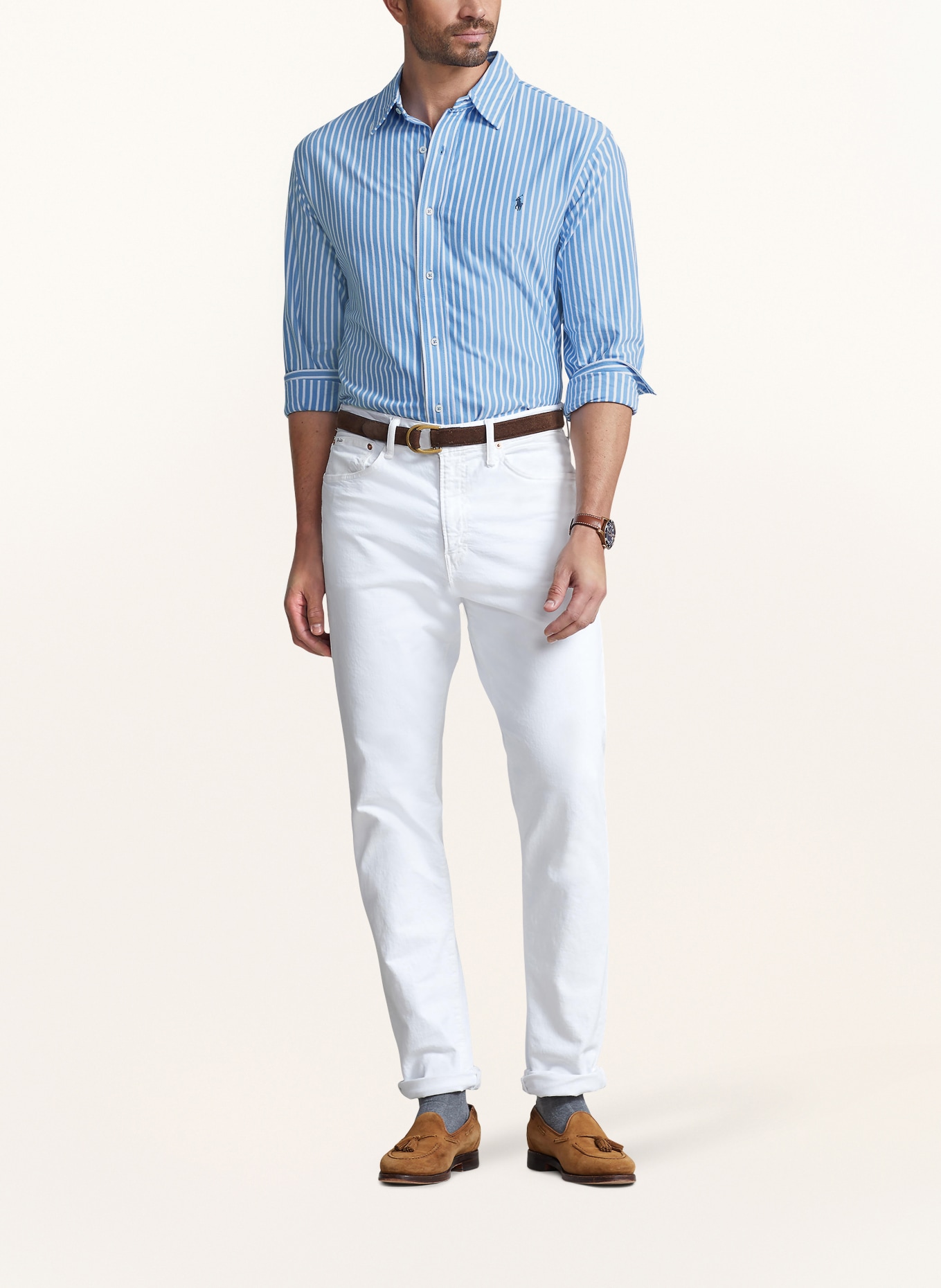 POLO RALPH LAUREN Big & Tall Shirt regular fit, Color: WHITE/ LIGHT BLUE (Image 2)