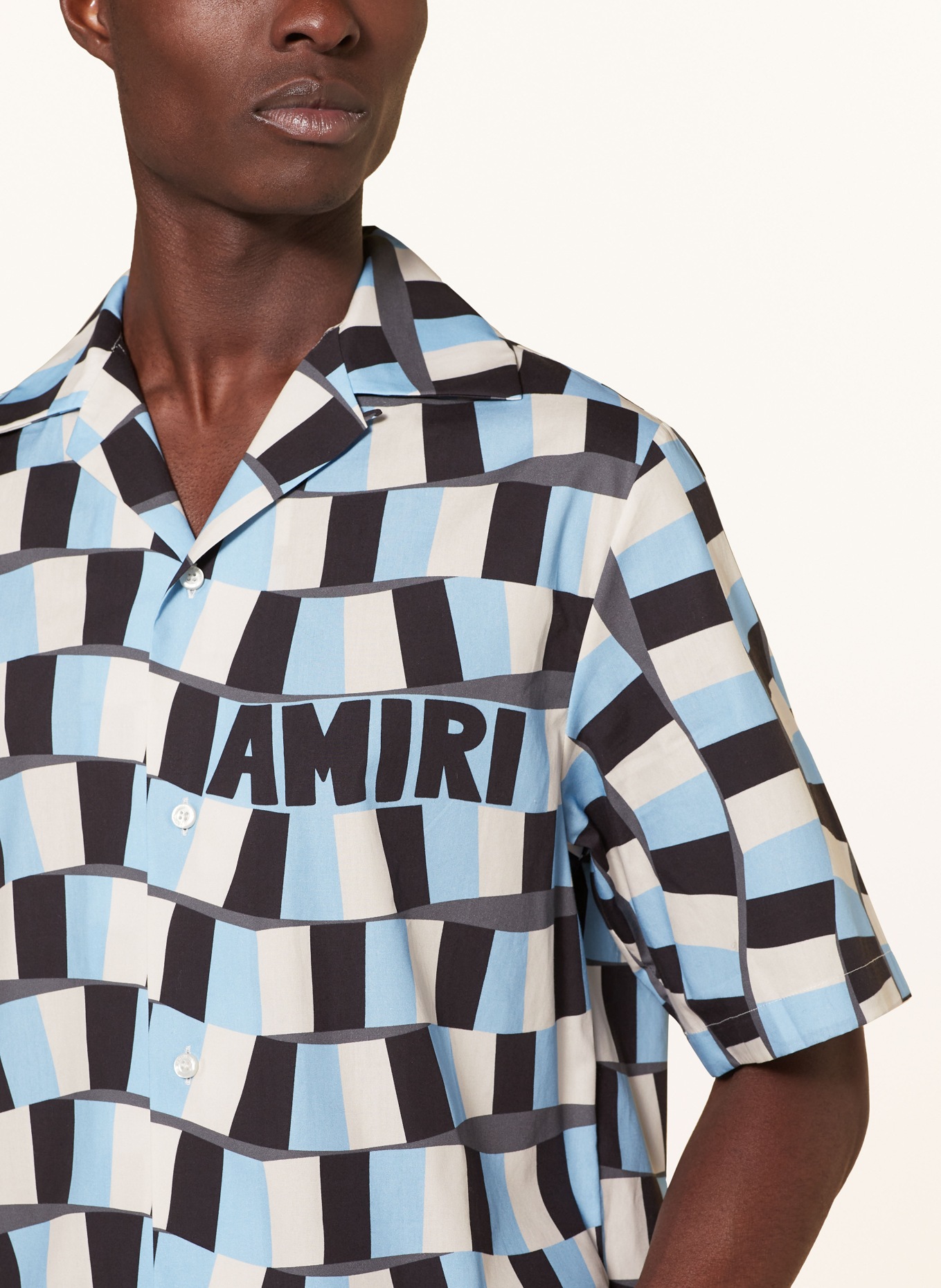 AMIRI Resort shirt comfort fit, Color: BLACK/ LIGHT BLUE/ LIGHT GRAY (Image 4)
