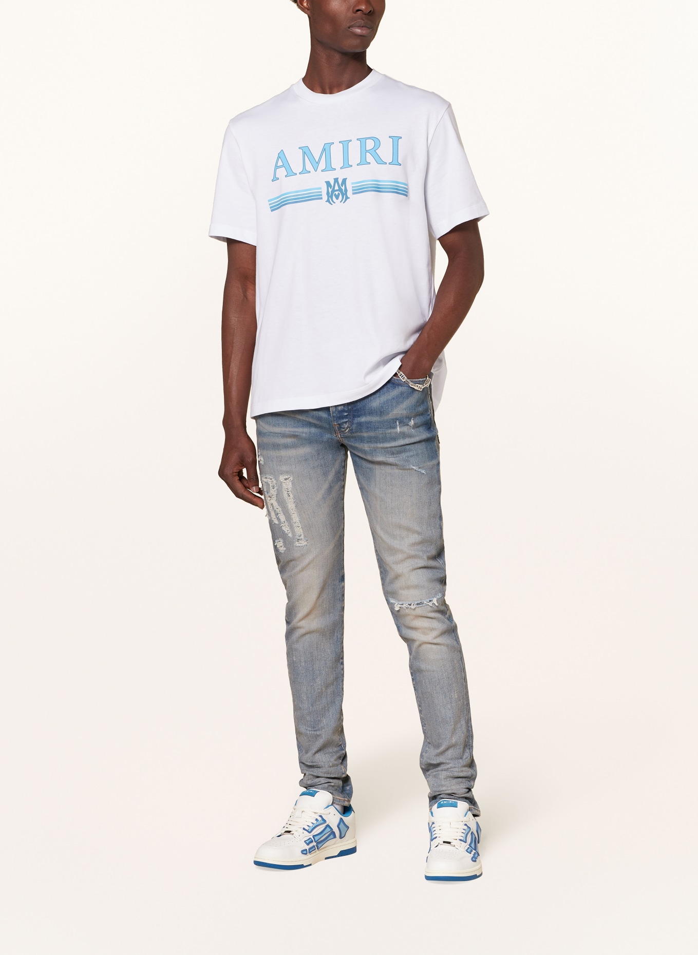 AMIRI T-shirt, Color: WHITE/ LIGHT BLUE (Image 2)