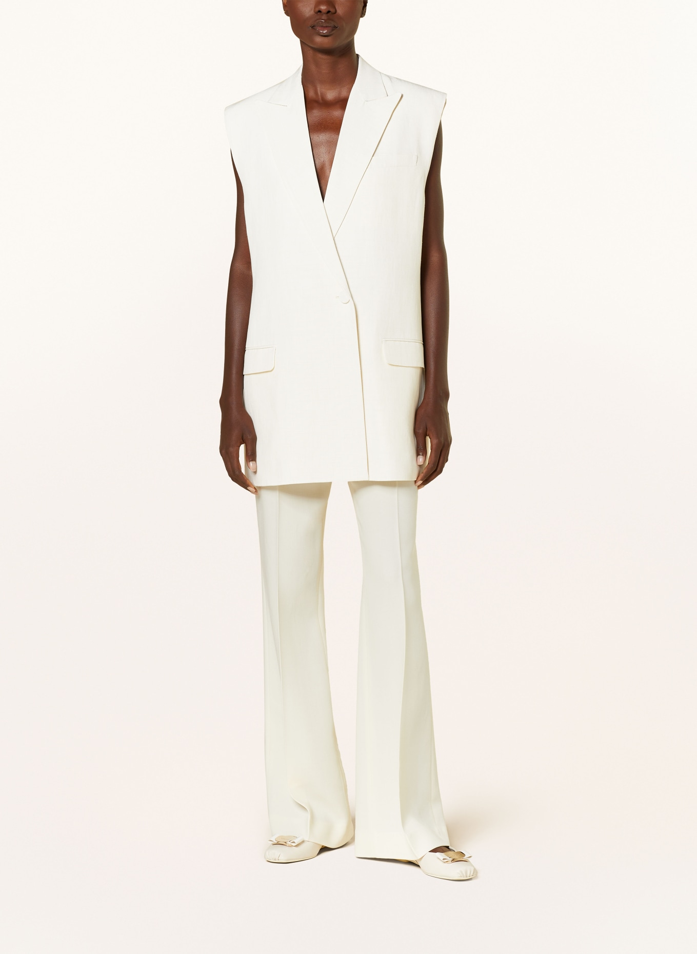 FABIANA FILIPPI Blazer vest with linen, Color: CREAM (Image 2)
