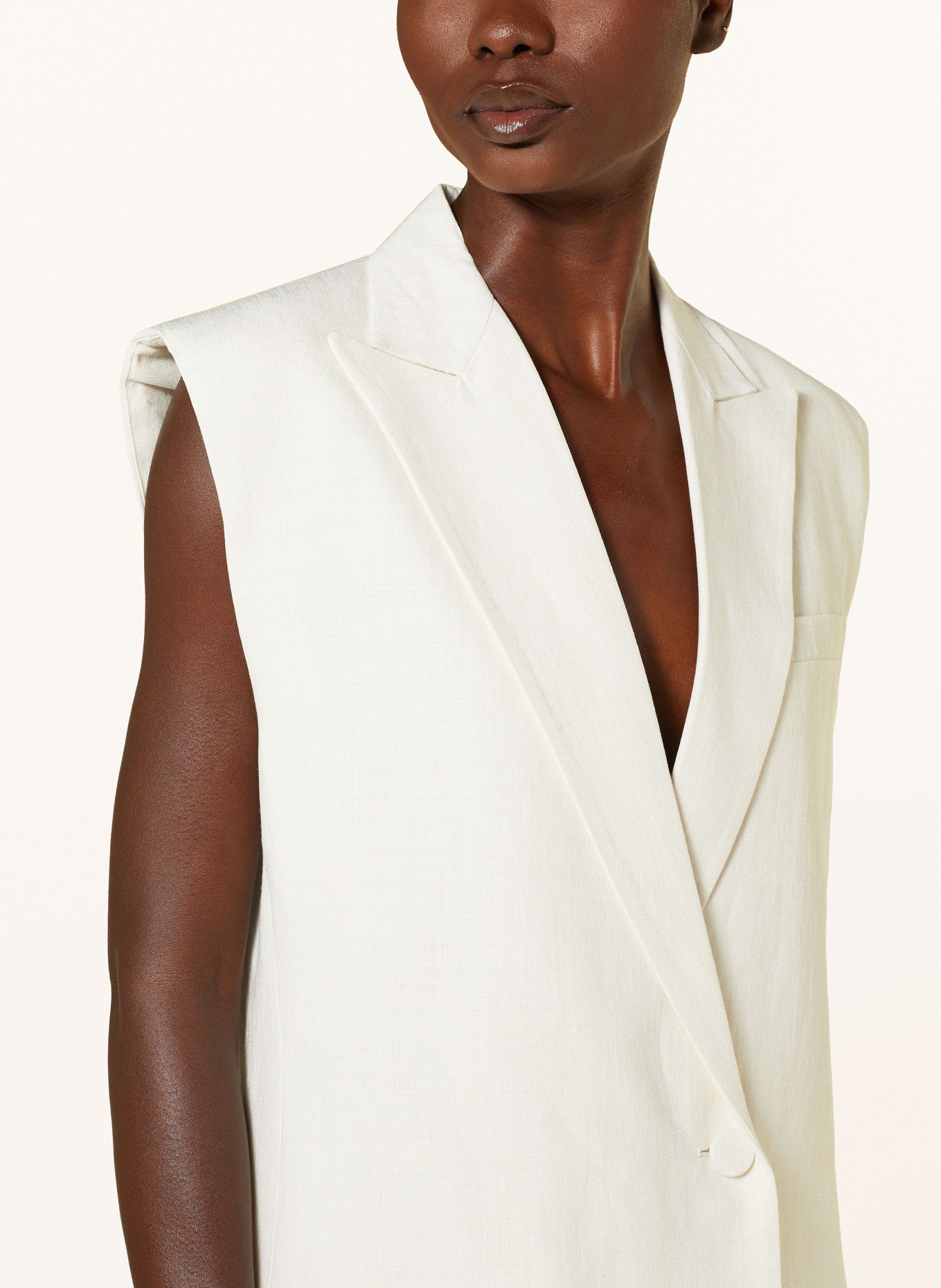 FABIANA FILIPPI Blazer vest with linen, Color: CREAM (Image 4)