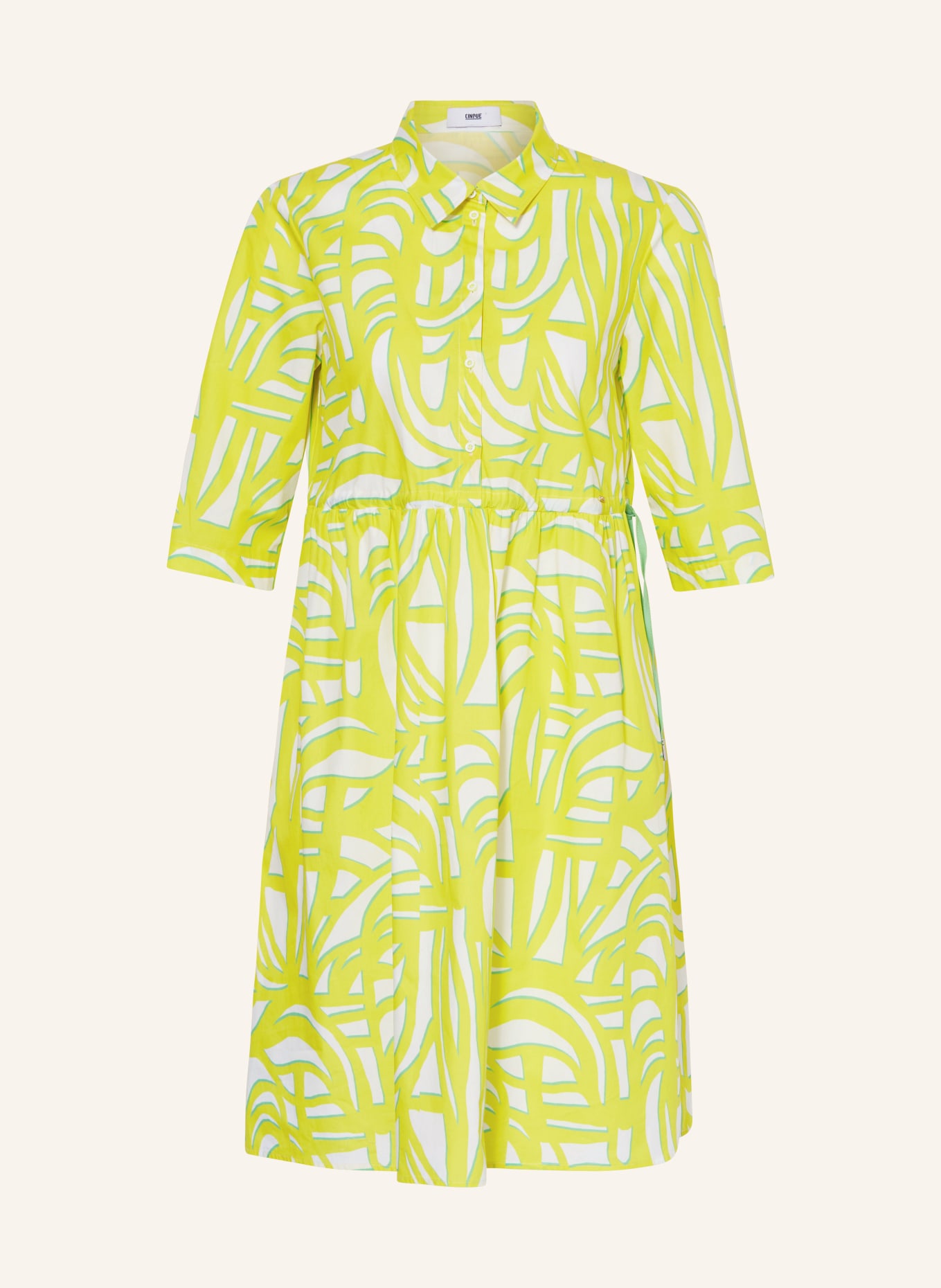 CINQUE Dress CIDOKE with 3/4 sleeves, Color: WHITE/ YELLOW/ LIGHT GREEN (Image 1)
