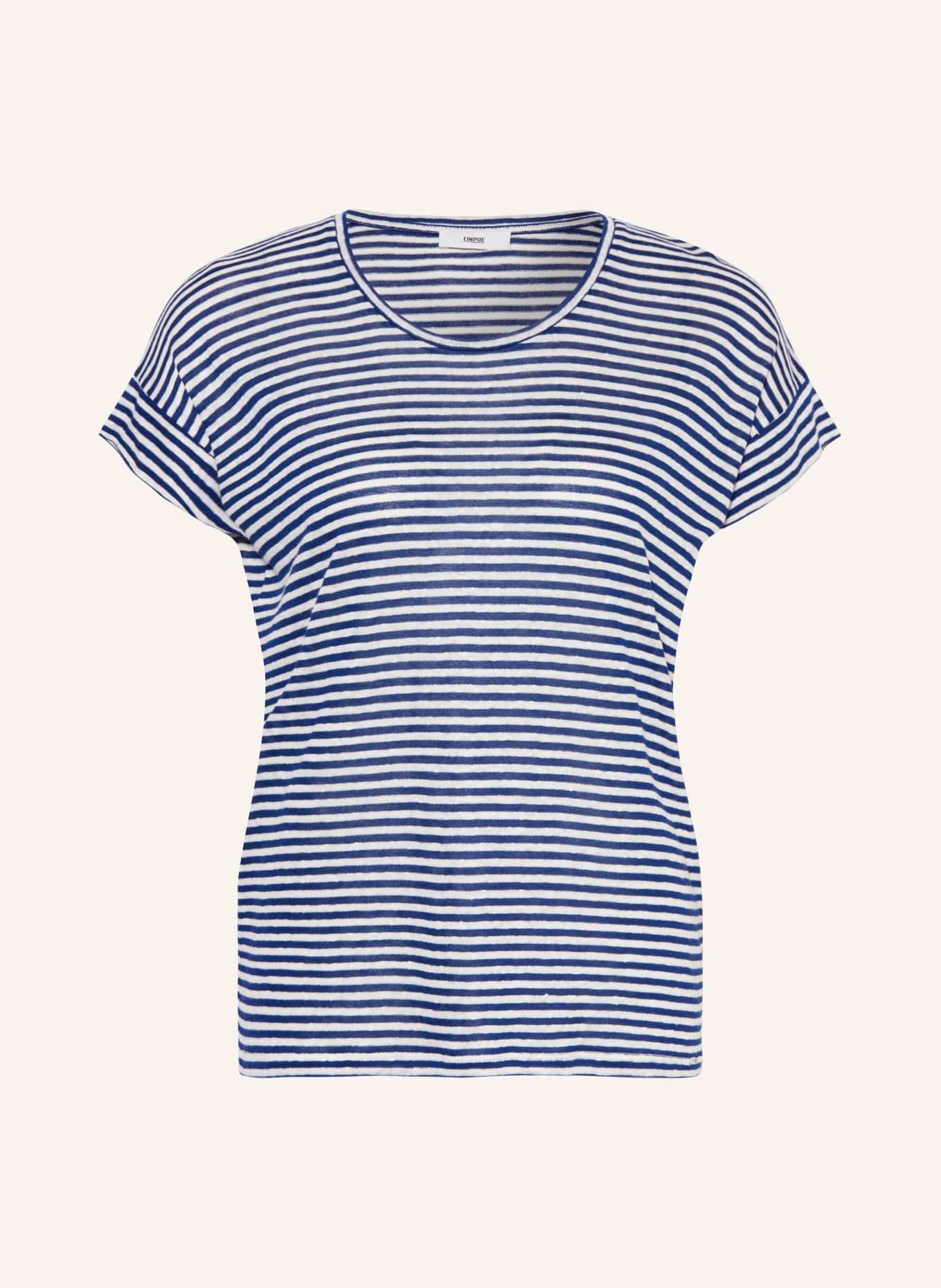 CINQUE T-shirt CITICK with linen, Color: DARK BLUE/ WHITE (Image 1)