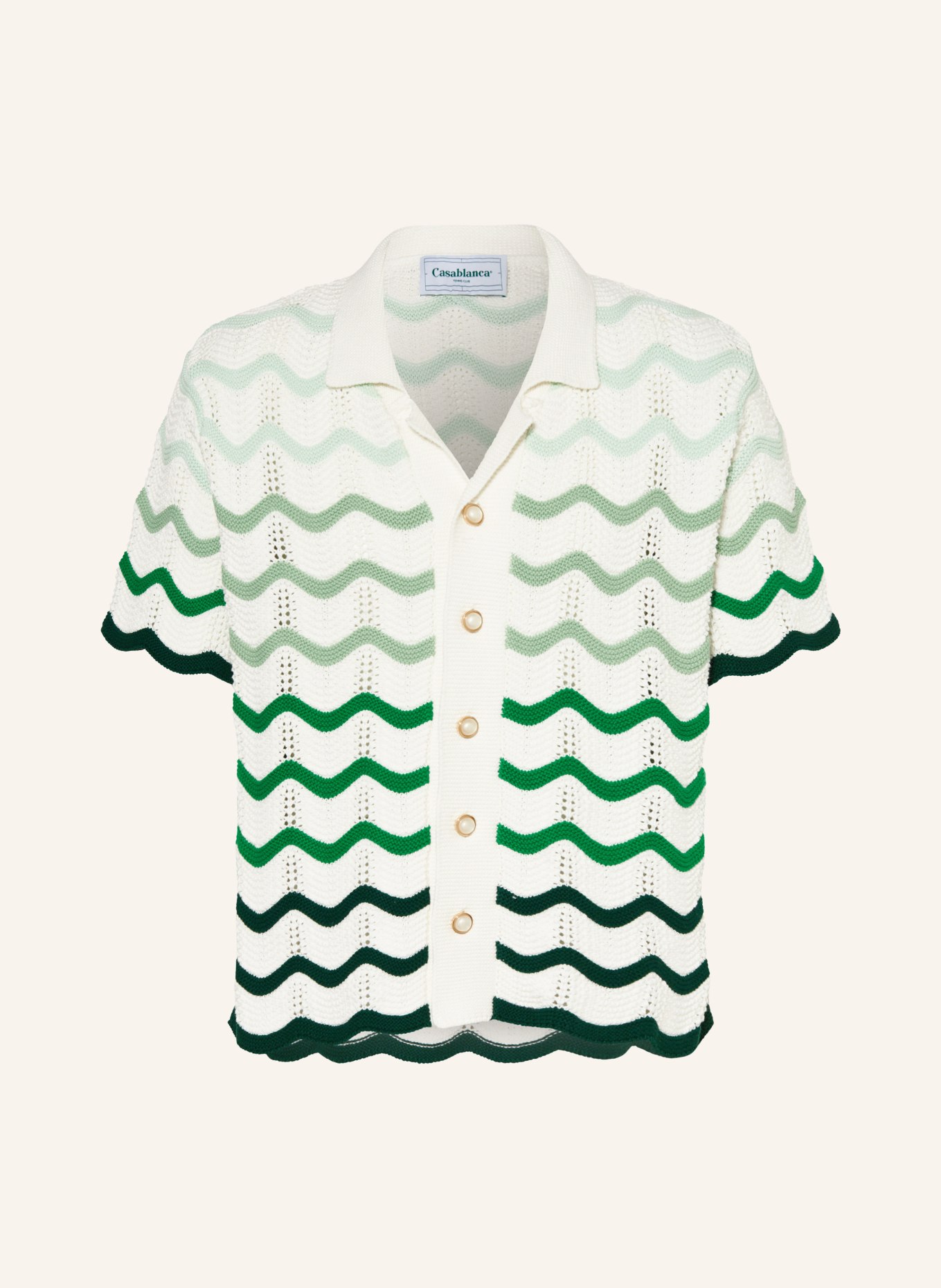Casablanca Resort shirt comfort fit in knitted fabric, Color: GREEN/ LIGHT GREEN/ CREAM (Image 1)