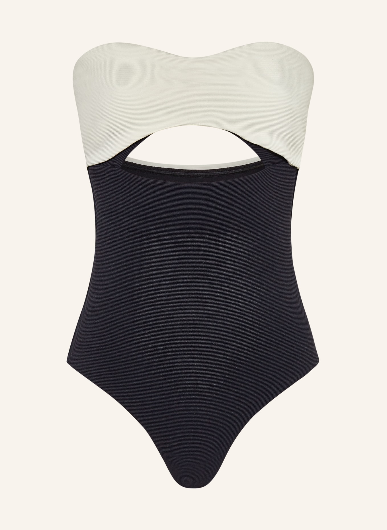 JETS Australia Bandeau swimsuit VERSA RIB, Color: BLACK/ CREAM (Image 1)