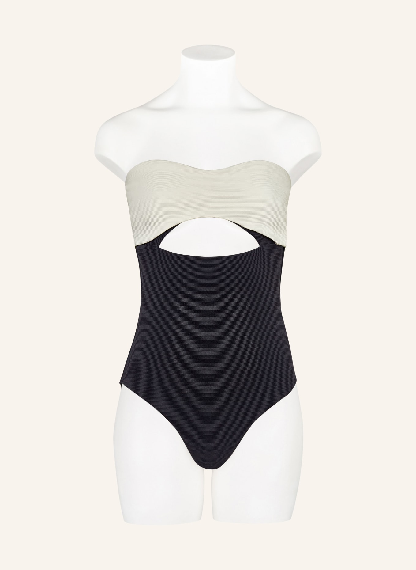 JETS Australia Bandeau swimsuit VERSA RIB, Color: BLACK/ CREAM (Image 2)