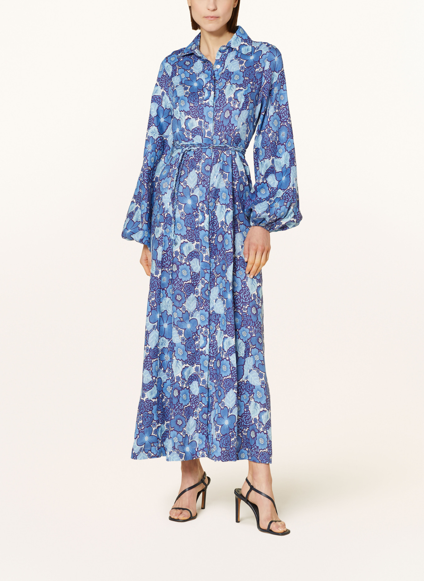 FAITHFULL THE BRAND Linen dress LOS CINCO, Color: BLUE/ LIGHT BLUE/ DARK PURPLE (Image 2)
