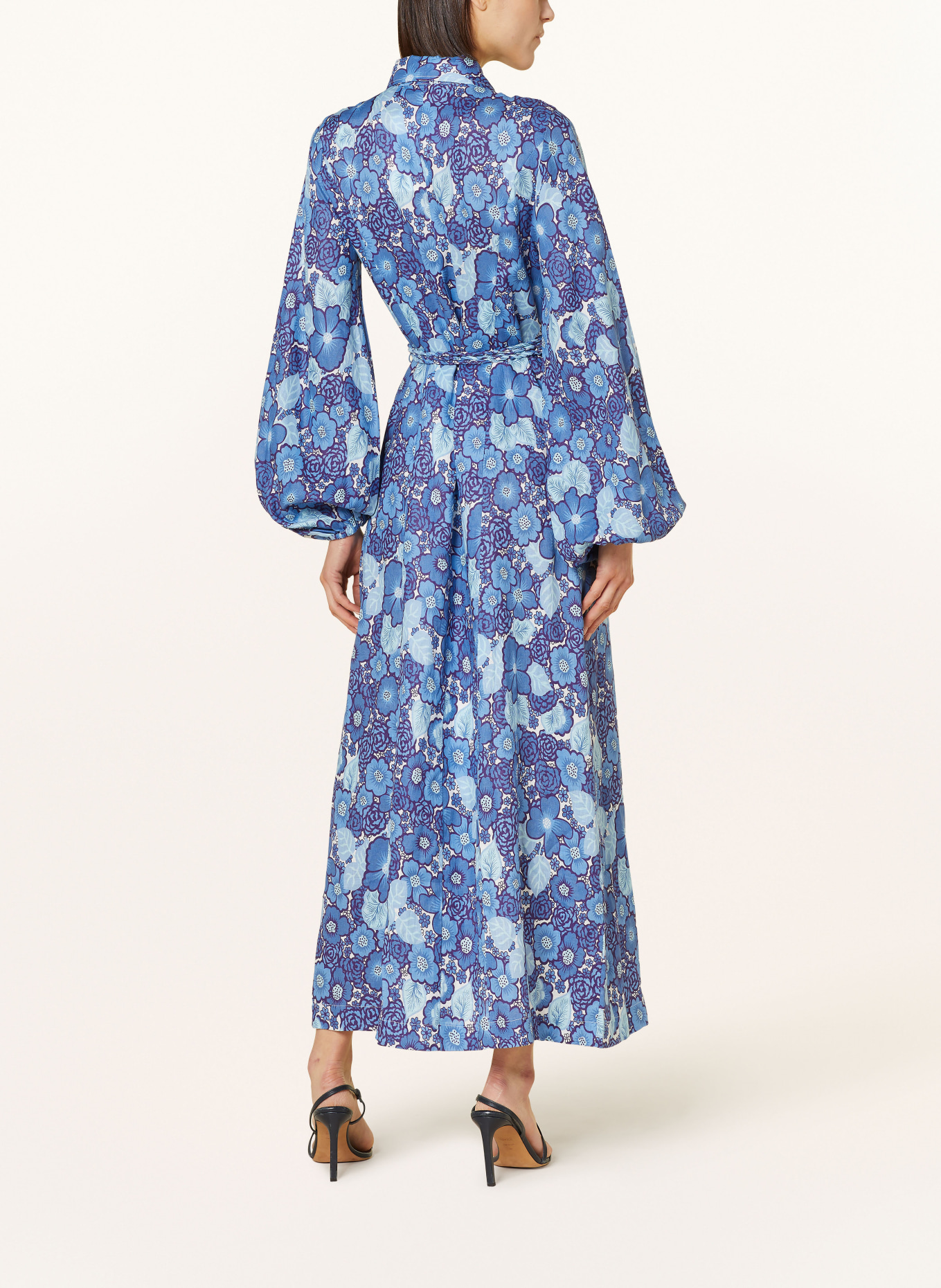 FAITHFULL THE BRAND Linen dress LOS CINCO, Color: BLUE/ LIGHT BLUE/ DARK PURPLE (Image 3)