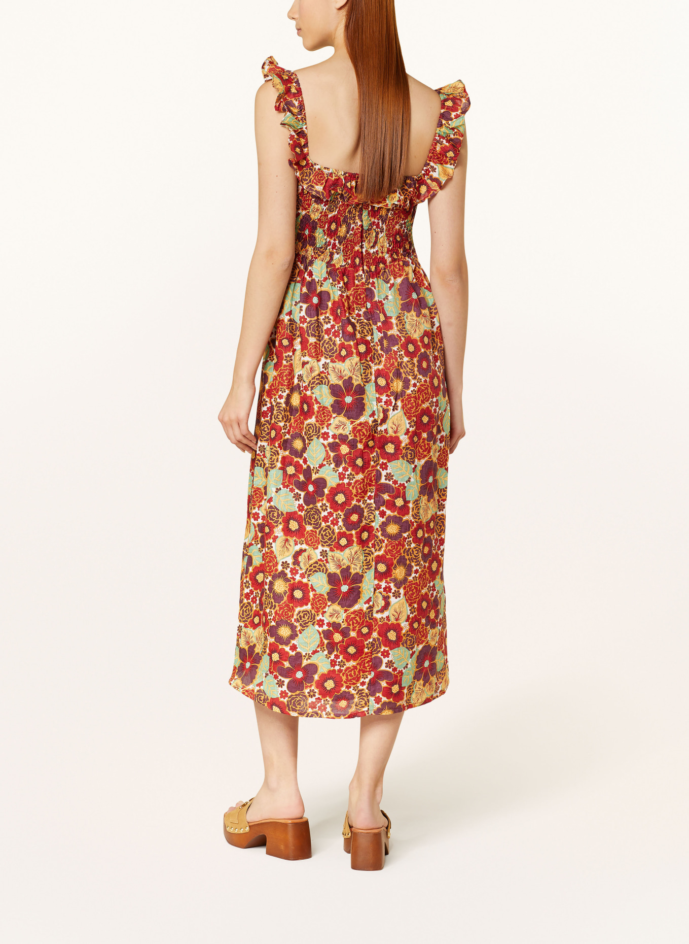 FAITHFULL THE BRAND Linen dress SAMEERA, Color: RED/ ORANGE/ DARK PURPLE (Image 3)