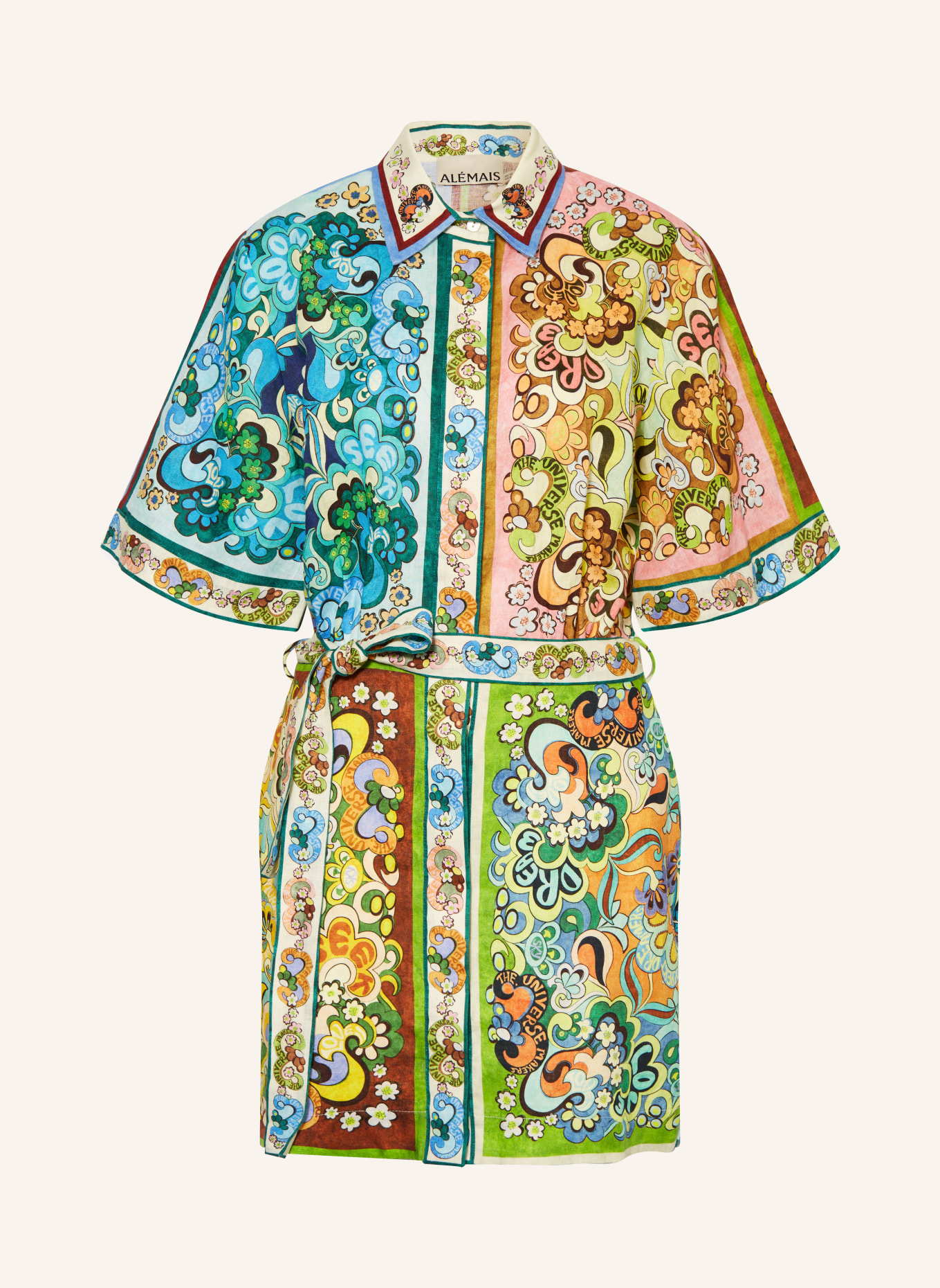 ALÉMAIS Sukienka koszulowa DREAMER z lnu, Kolor: ZIELONY/ NIEBIESKI/ ŻÓŁTY (Obrazek 1)
