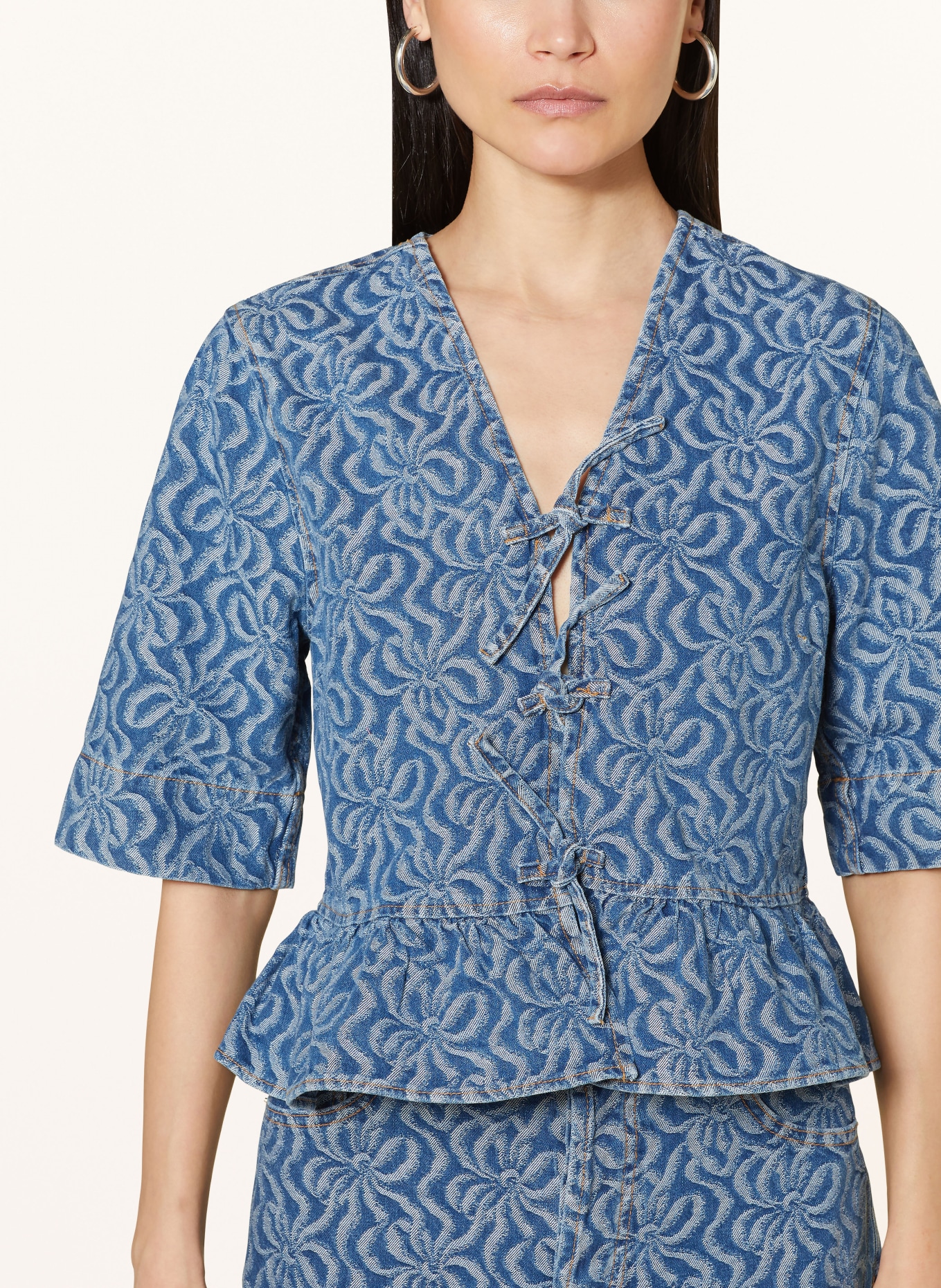 GANNI Denim blouse, Color: DARK BLUE/ LIGHT BLUE (Image 4)