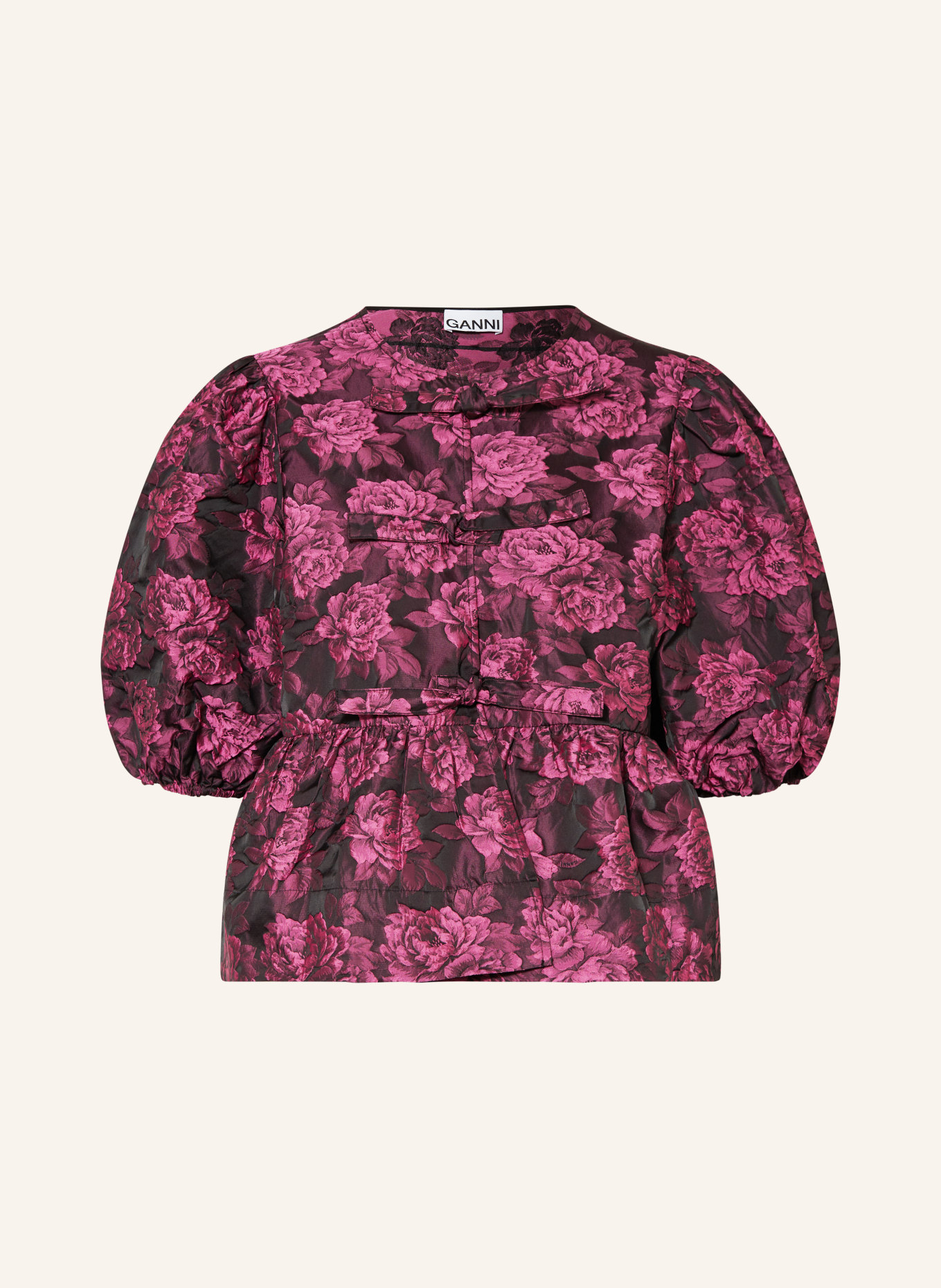GANNI Shirt blouse in jacquard, Color: FUCHSIA/ BLACK (Image 1)