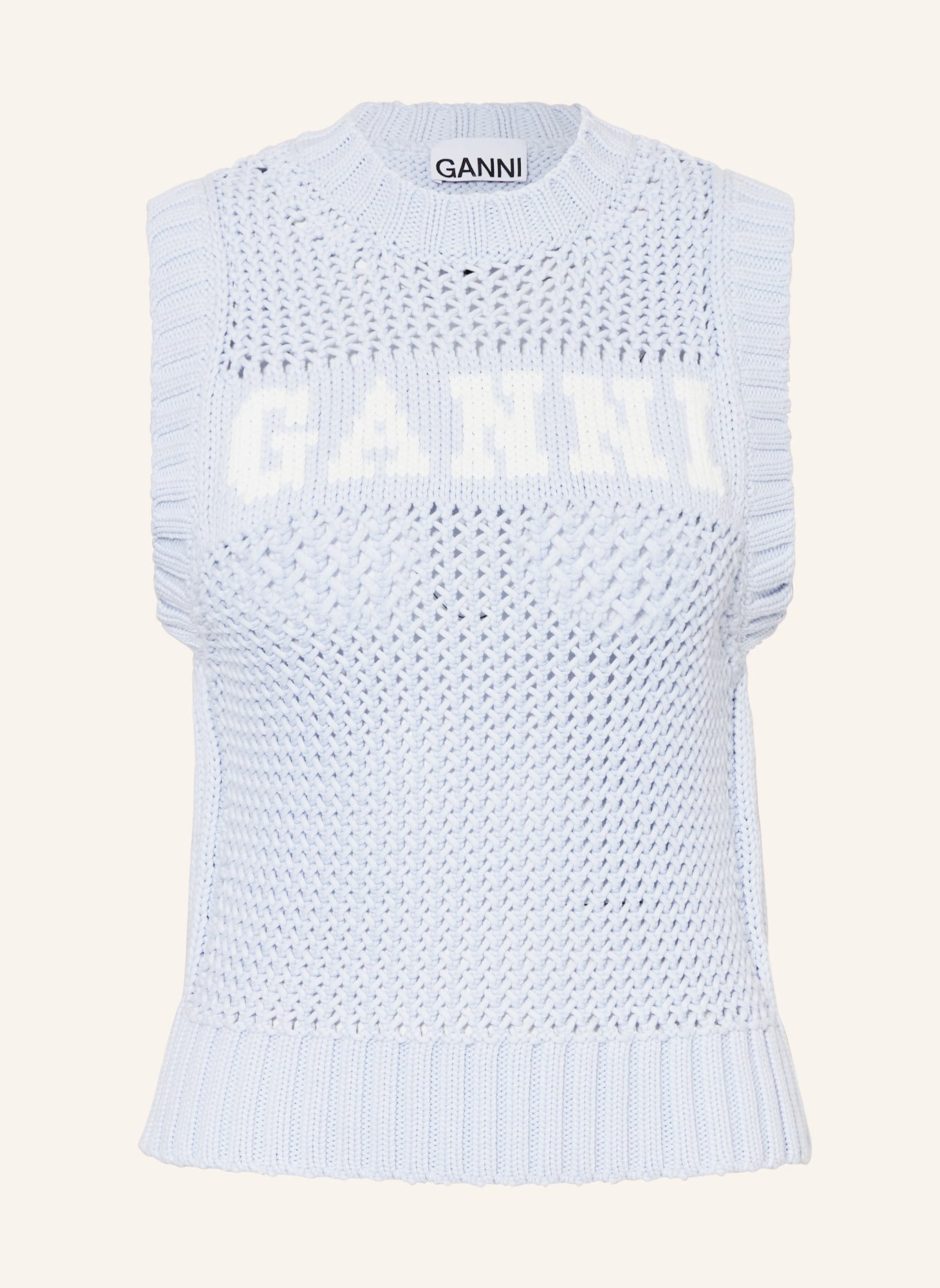GANNI Sweater vest, Color: LIGHT BLUE/ WHITE (Image 1)