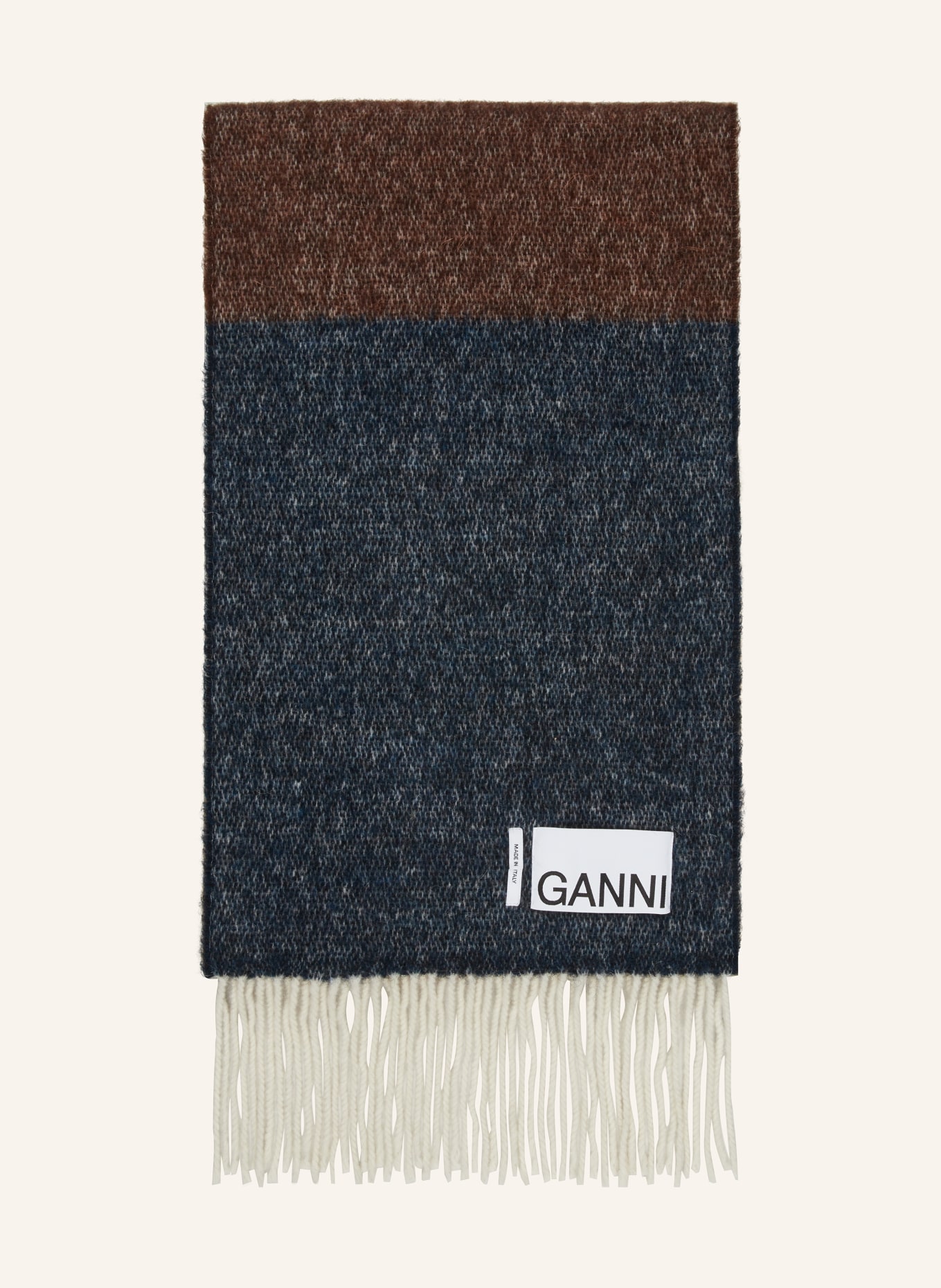 GANNI Scarf, Color: KHAKI/ BROWN/ DARK BLUE (Image 1)