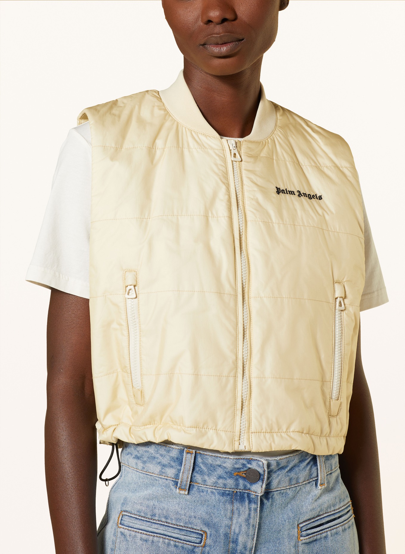 Palm Angels Cropped quilted vest, Color: ECRU (Image 4)