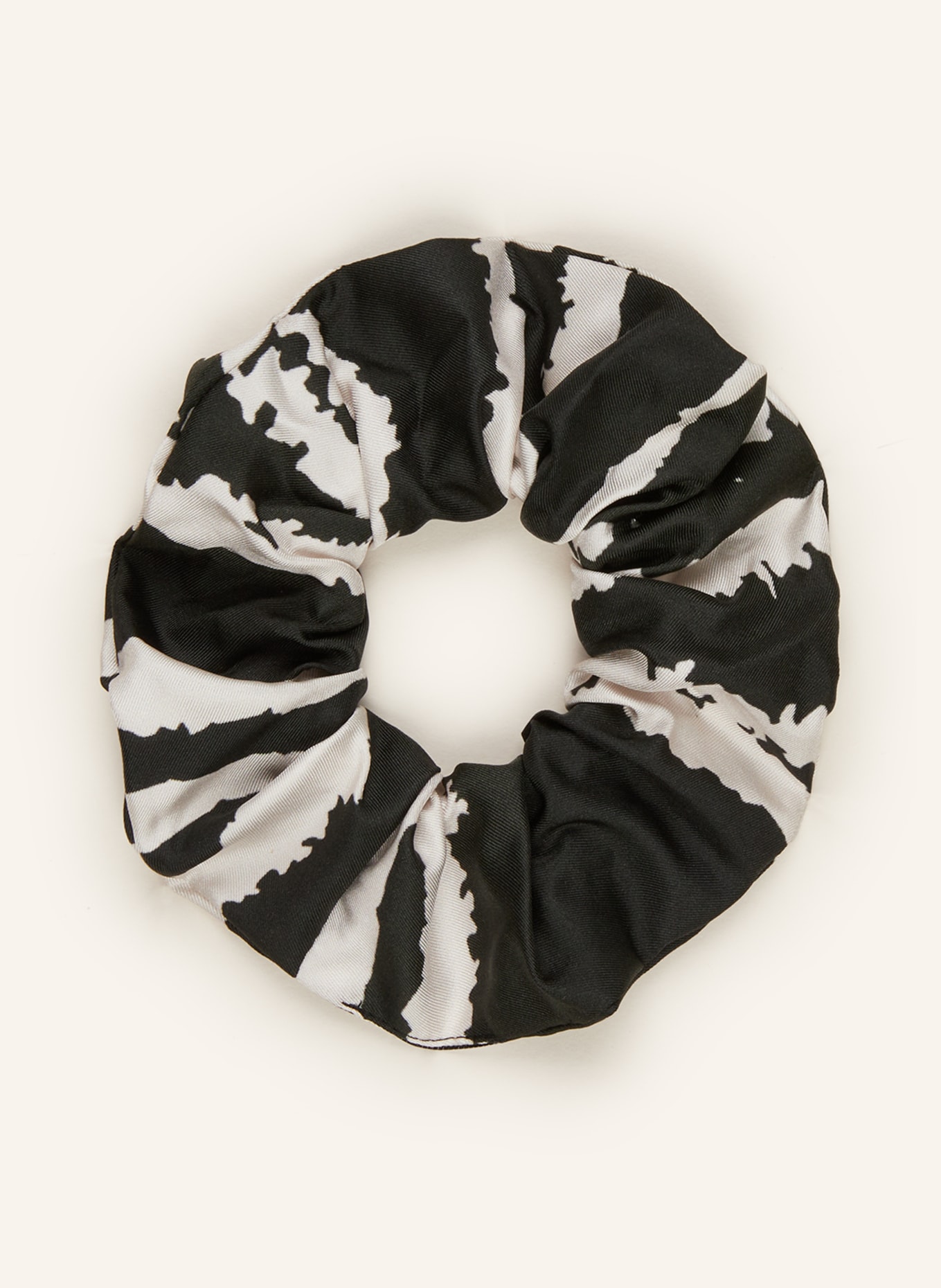 MRS & HUGS Satin hair tie, Color: BLACK/ ECRU (Image 1)