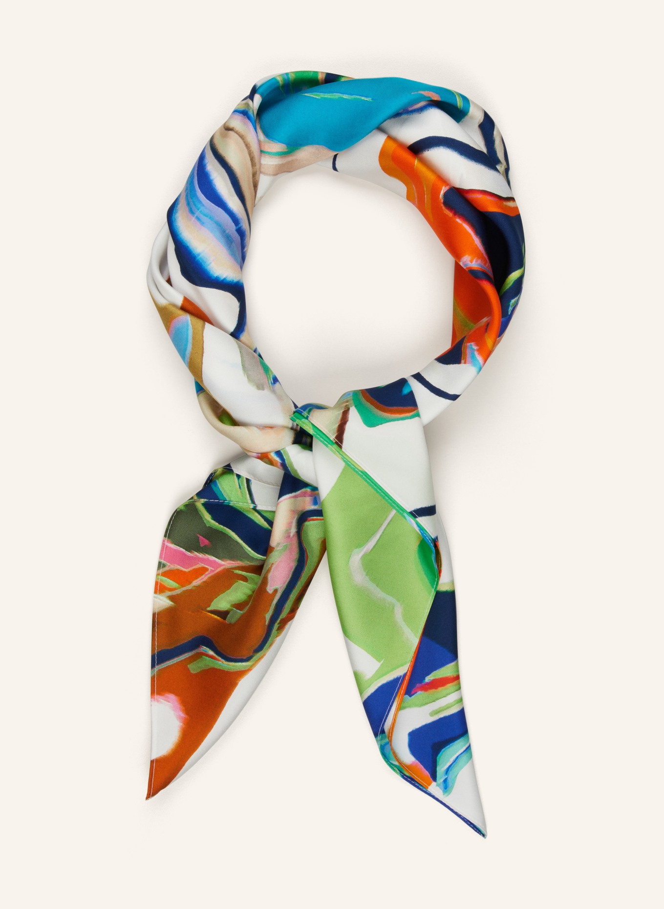 MRS & HUGS Silk scarf, Color: WHITE/ BLUE/ ORANGE (Image 2)