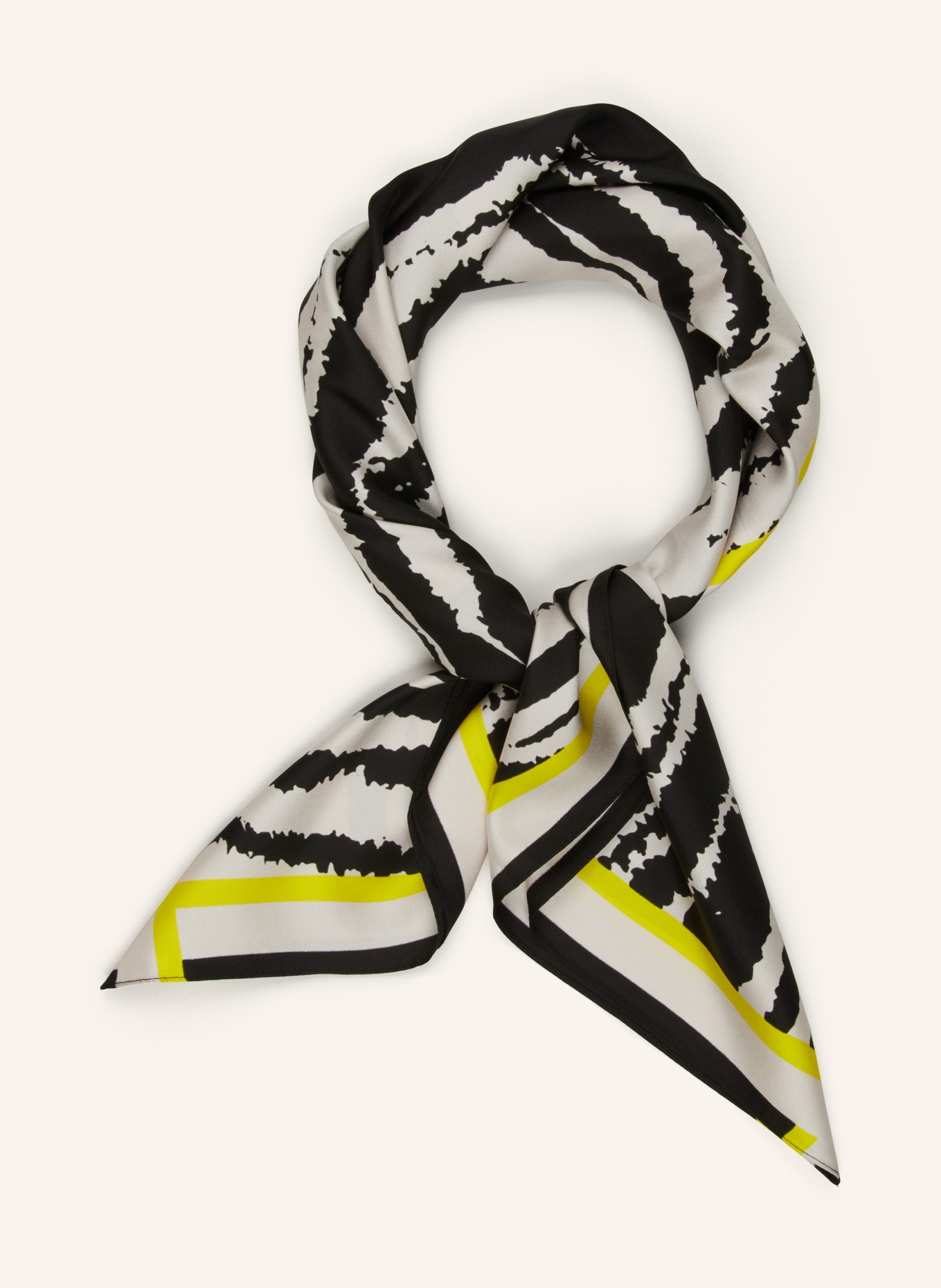 MRS & HUGS Silk scarf, Color: BLACK/ WHITE/ YELLOW (Image 2)