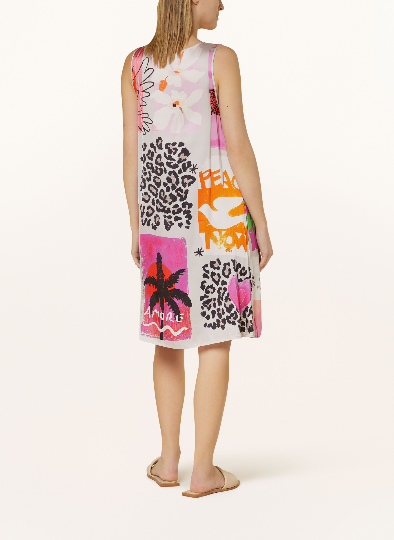 Grace Satin dress, Color: PINK/ ORANGE/ WHITE (Image 3)