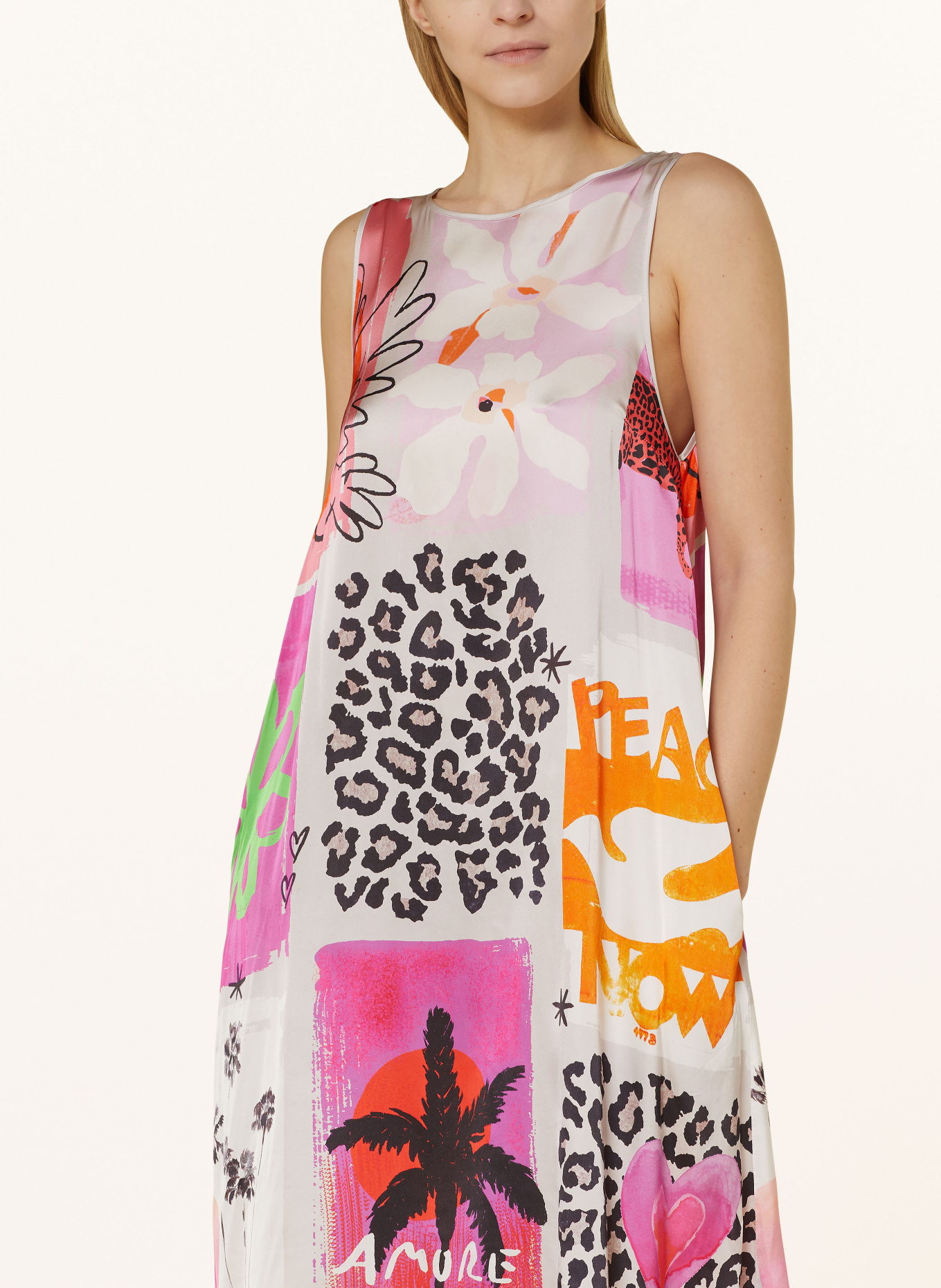 Grace Satin dress, Color: PINK/ ORANGE/ WHITE (Image 4)
