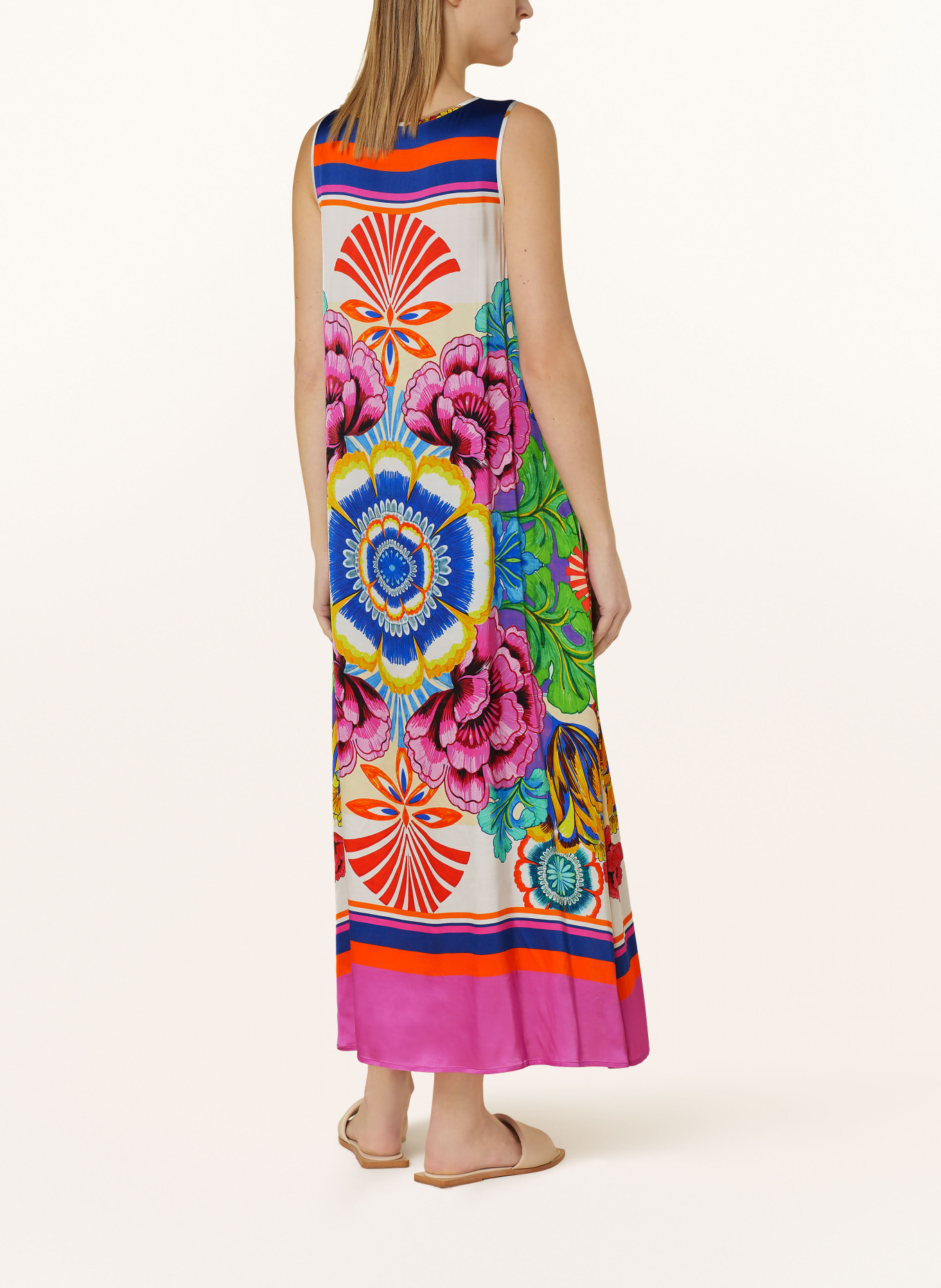 Grace Satin dress, Color: PINK/ ORANGE/ TURQUOISE (Image 3)
