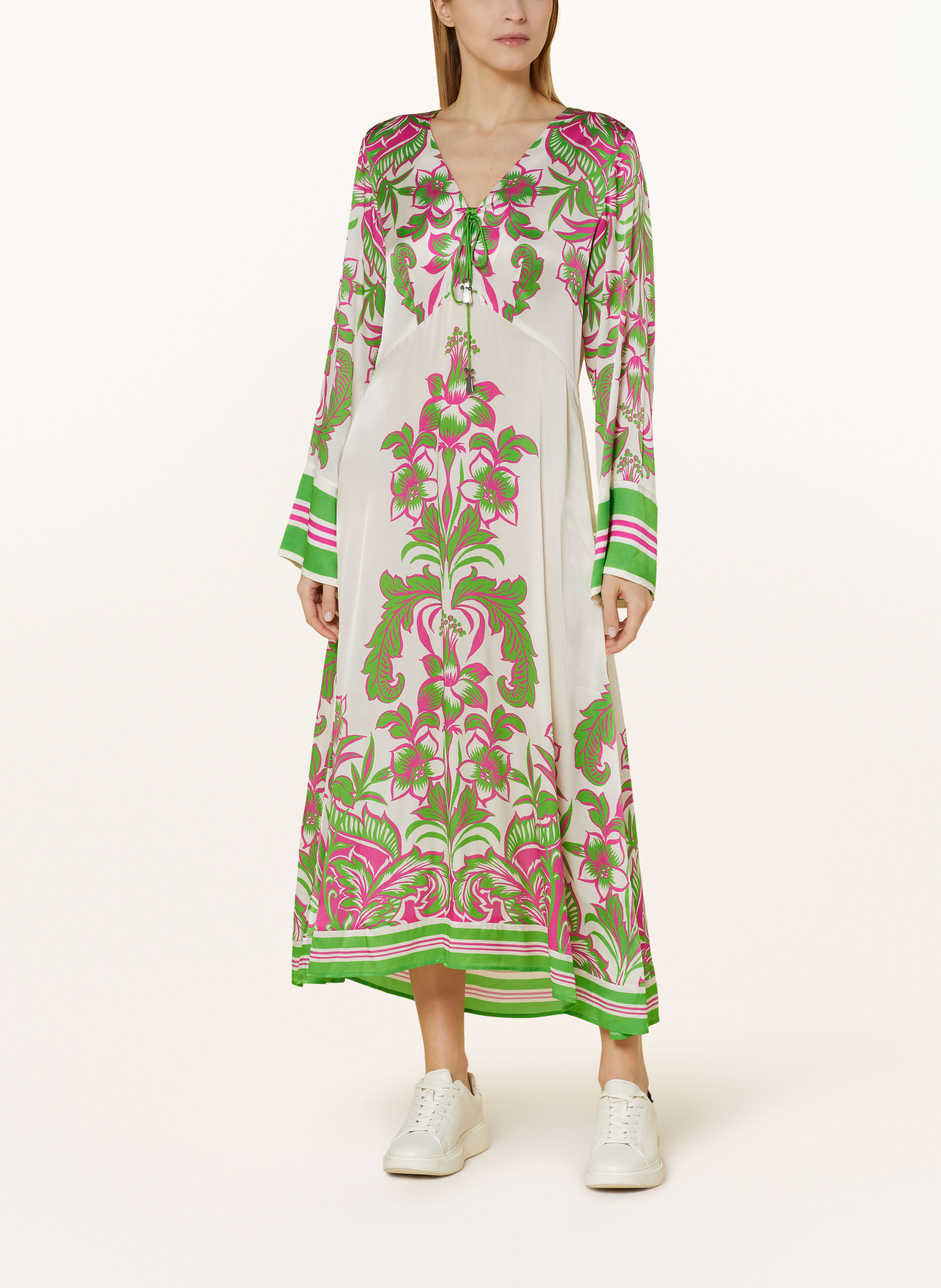 Grace Dress with silk, Color: WHITE/ GREEN/ PINK (Image 2)
