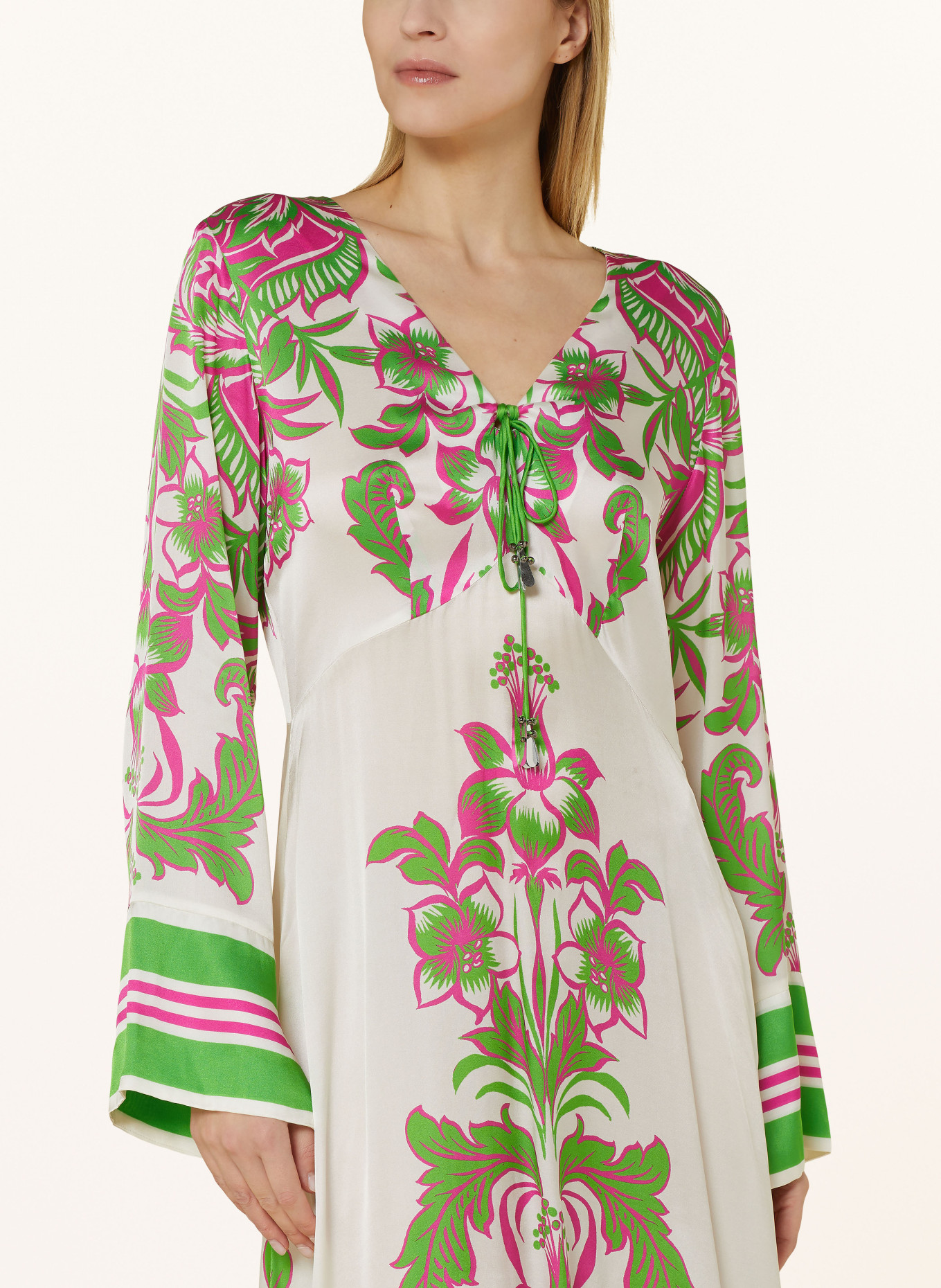 Grace Dress with silk, Color: WHITE/ GREEN/ PINK (Image 4)