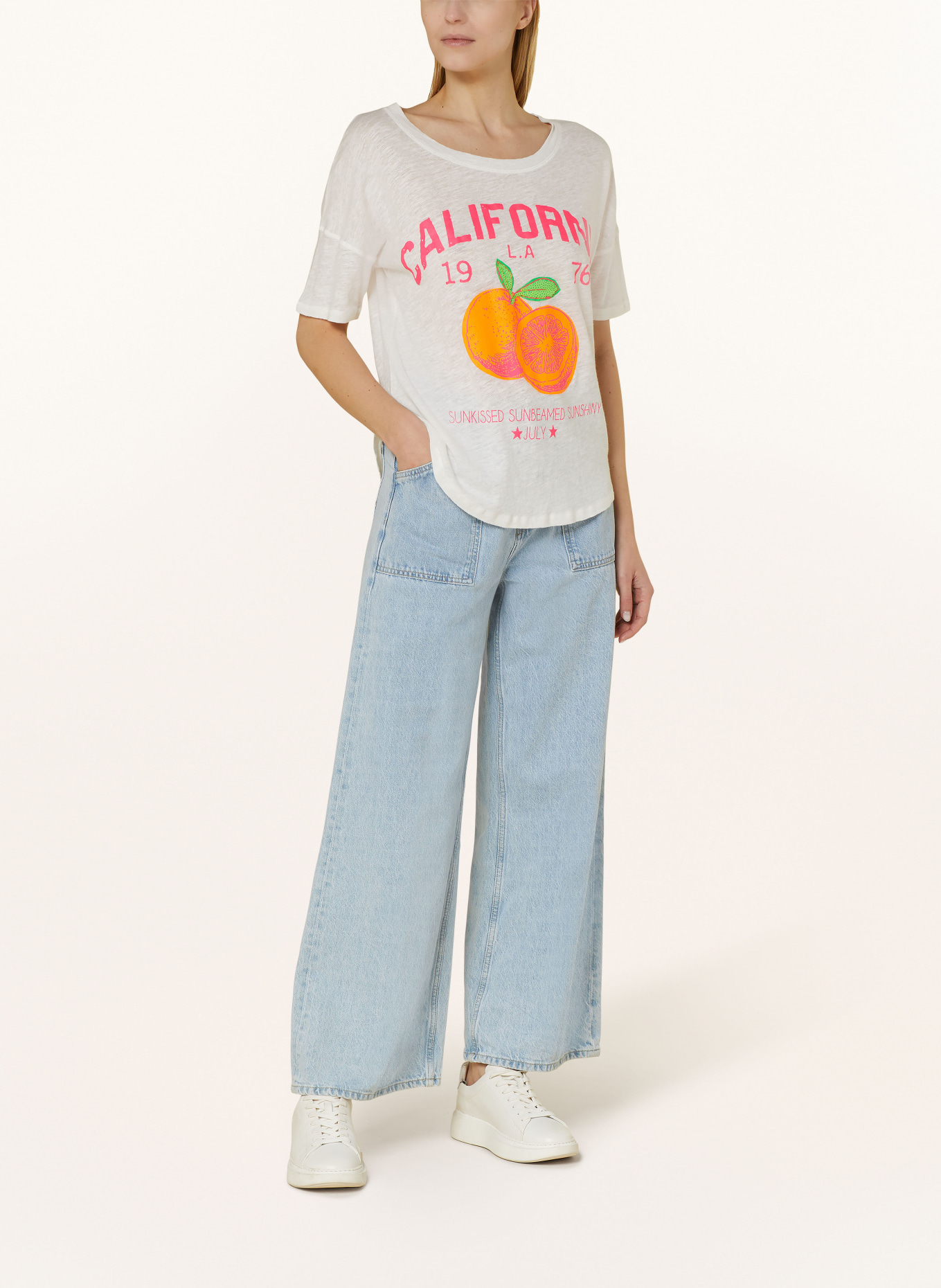 Grace T-Shirt mit Leinen und Pailletten, Farbe: WEISS (Bild 2)