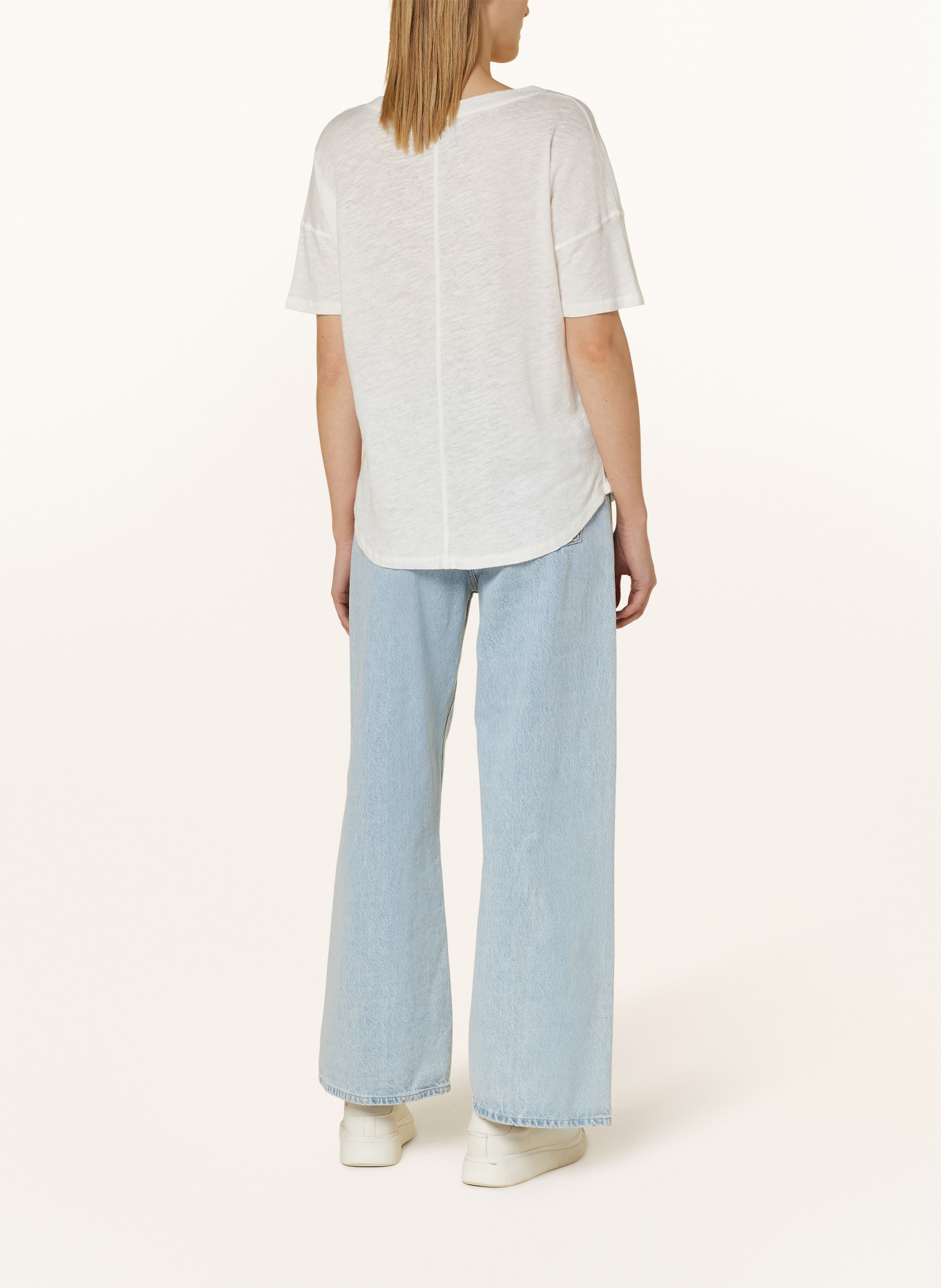 Grace T-shirt with linen and sequins, Color: WHITE (Image 3)