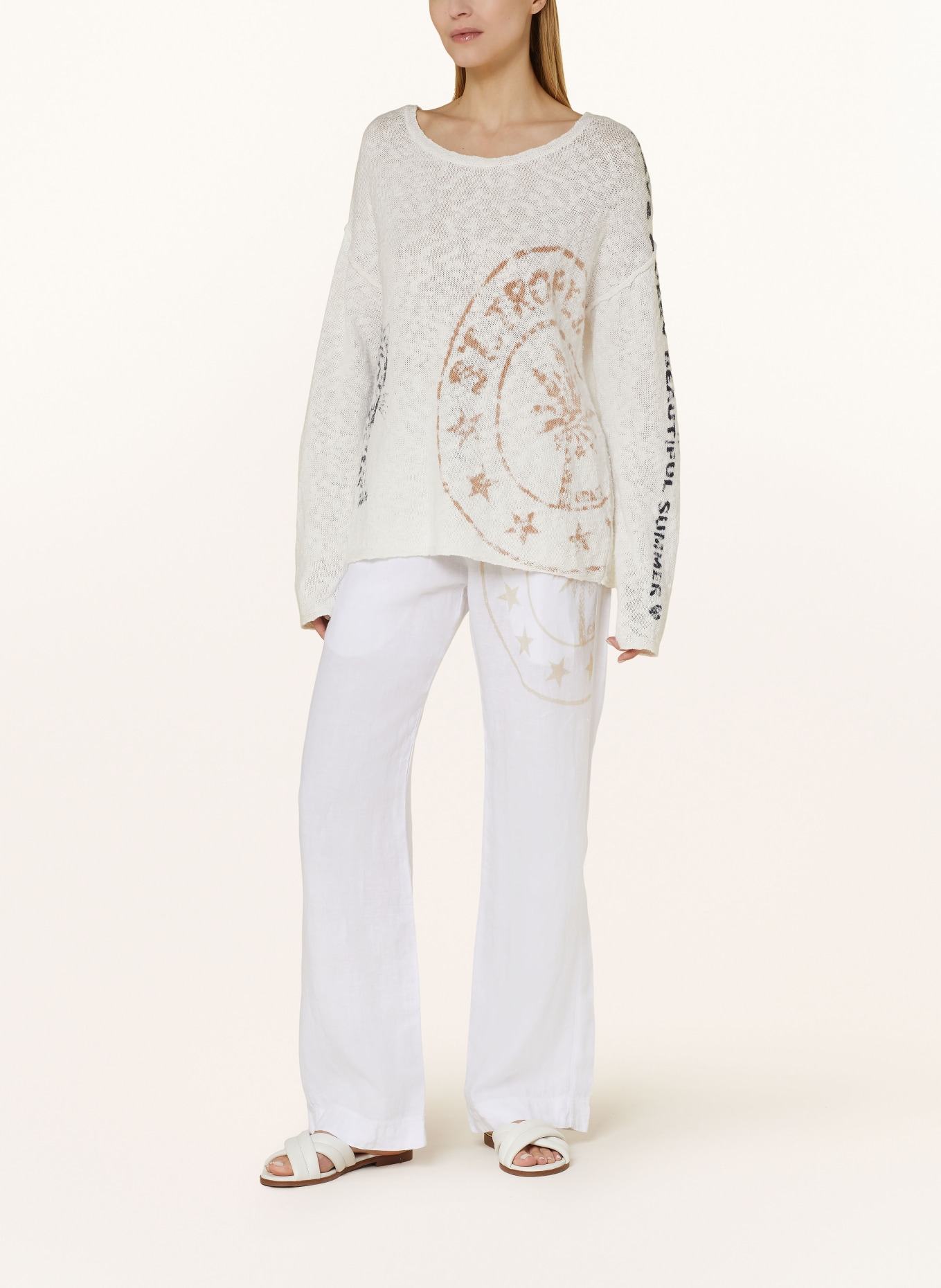 Grace Sweater with linen, Color: CREAM (Image 2)