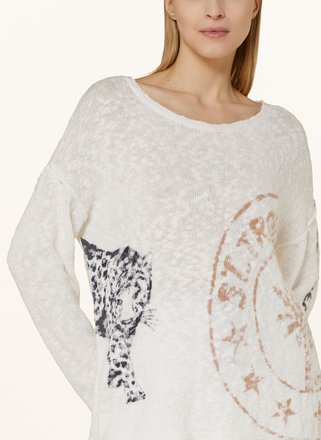 Grace Sweater with linen, Color: CREAM (Image 4)
