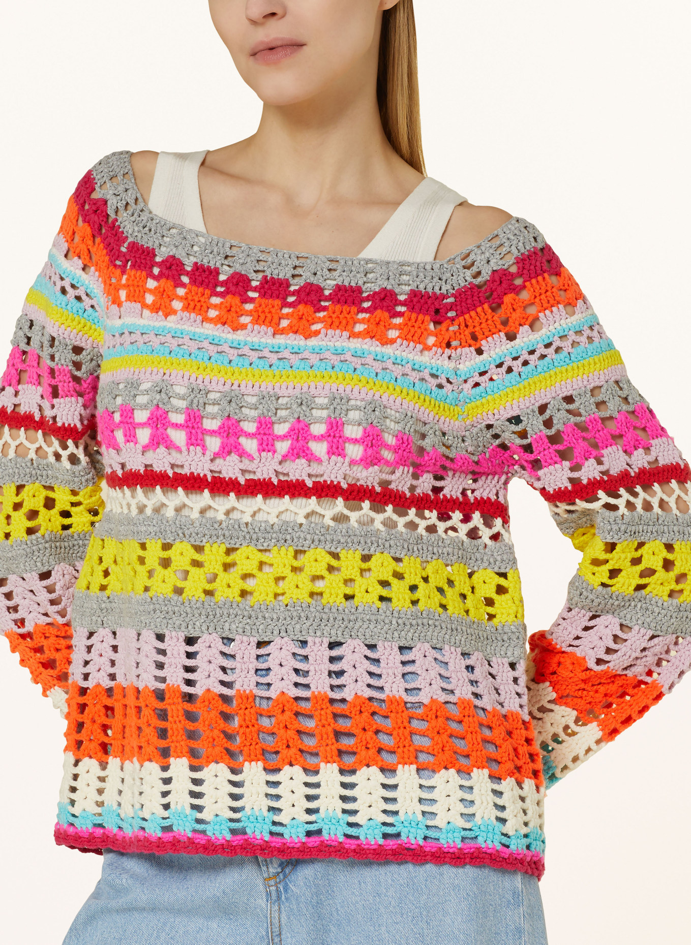 Grace Sweater, Color: PINK/ TURQUOISE/ GRAY (Image 4)