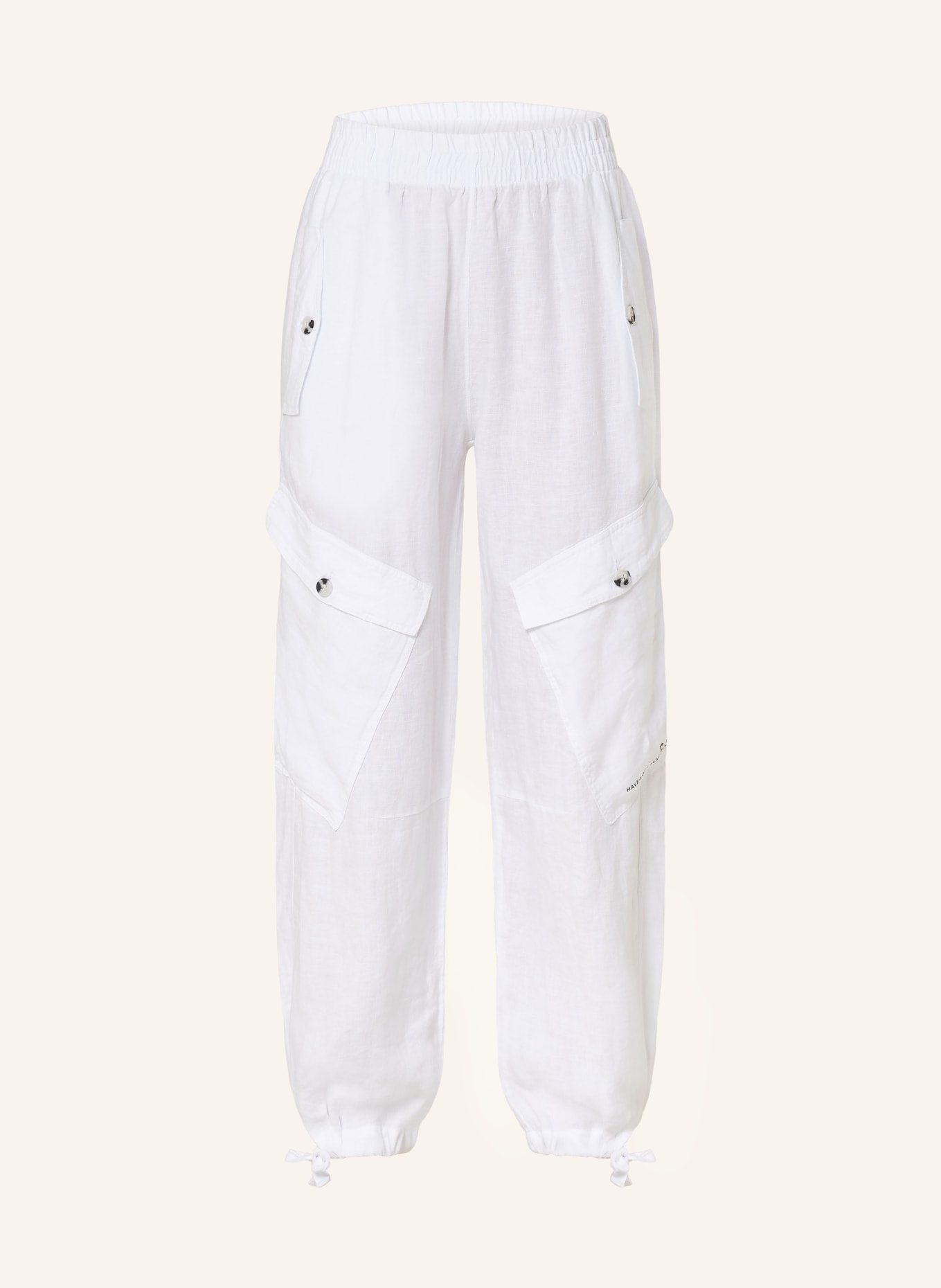 Grace Cargo pants made of linen, Color: WHITE (Image 1)