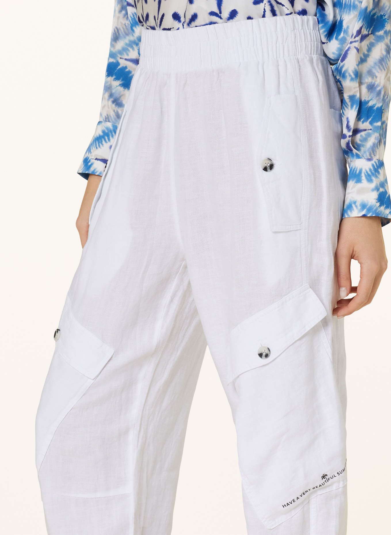 Grace Cargo pants made of linen, Color: WHITE (Image 5)