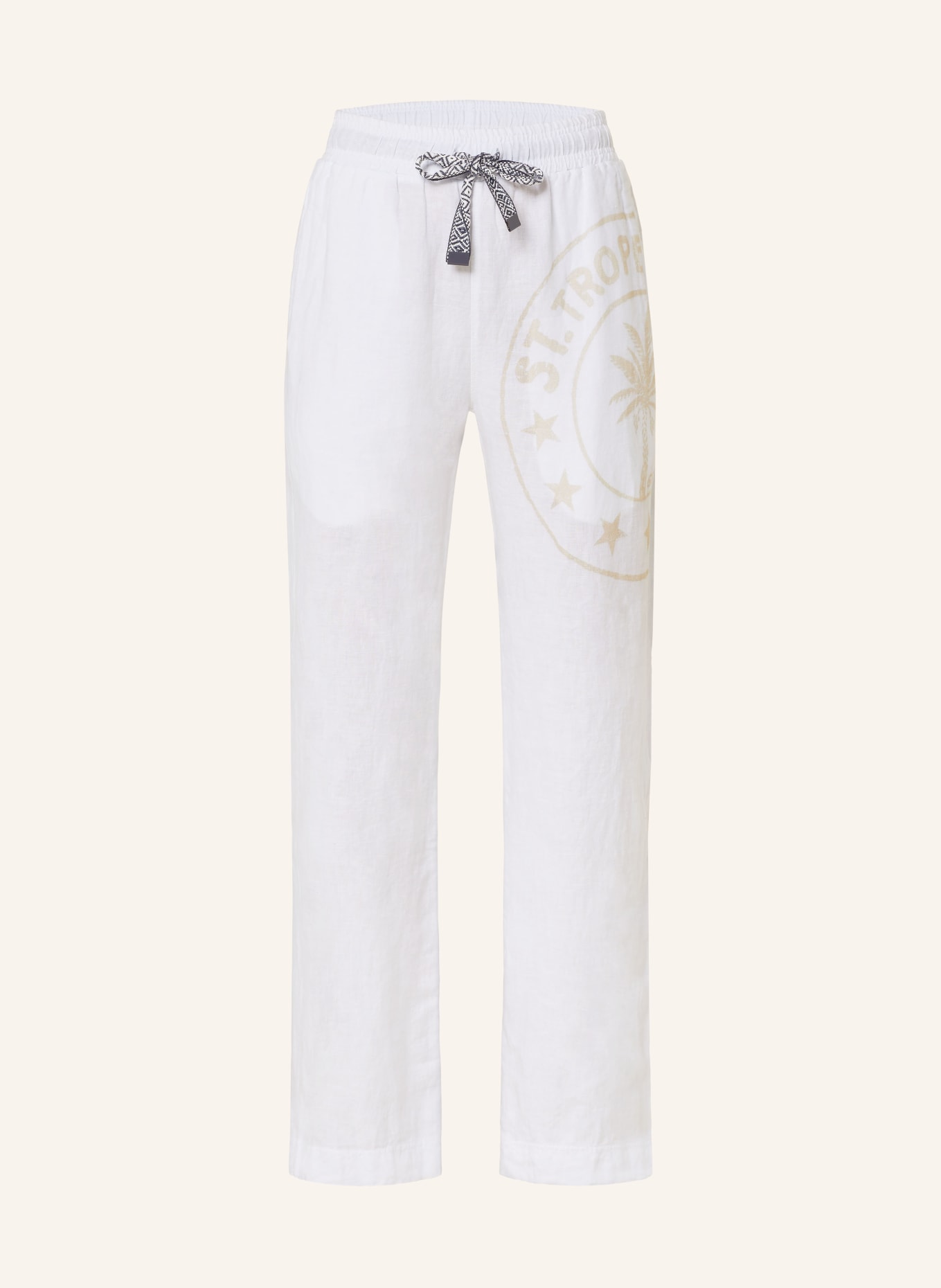 Grace Wide leg trousers made of linen, Color: WHITE/ BEIGE (Image 1)